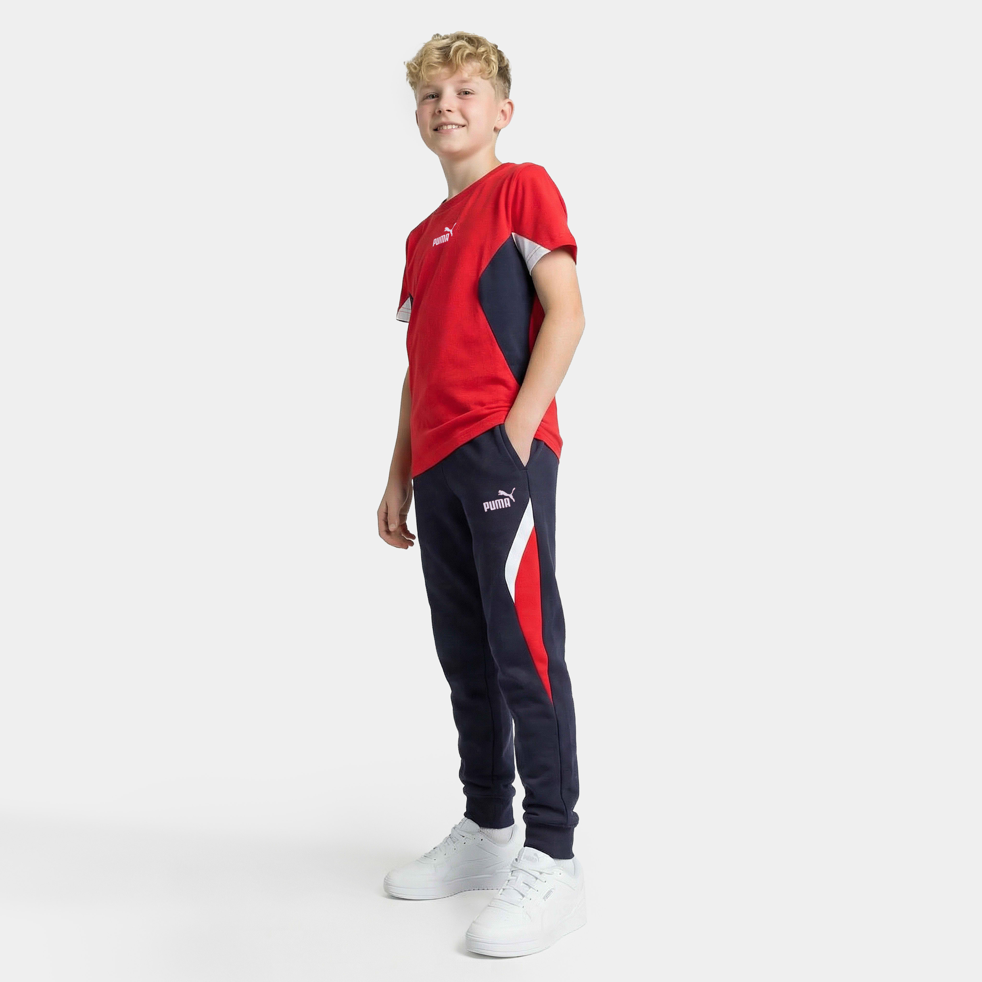 PUMA Crew Neck Short Sleeves T-shirt with Colourblock Design-boys-clothing-sportswear-tops-image-2