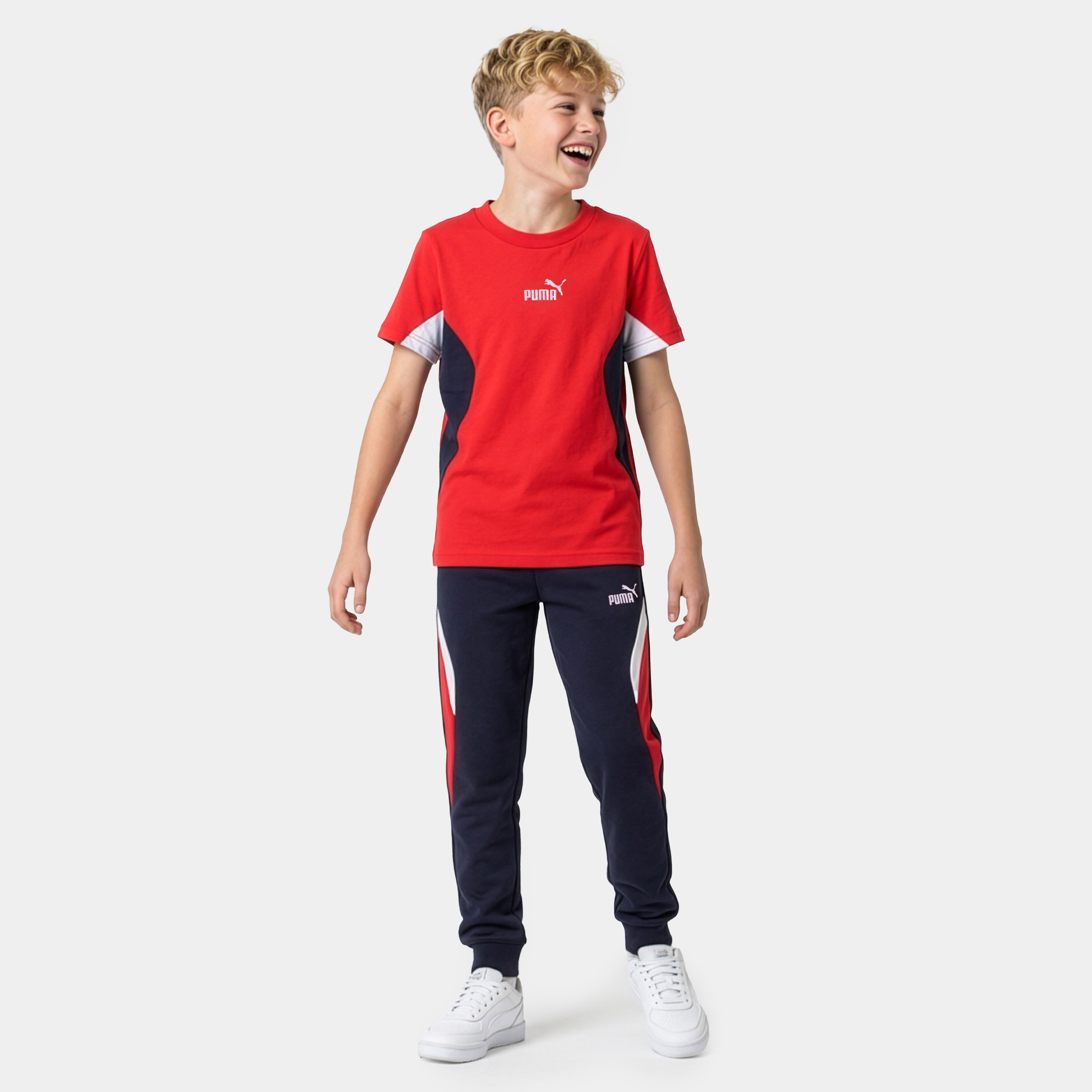 PUMA Crew Neck Short Sleeves T-shirt with Colourblock Design-boys-clothing-sportswear-tops-image-4