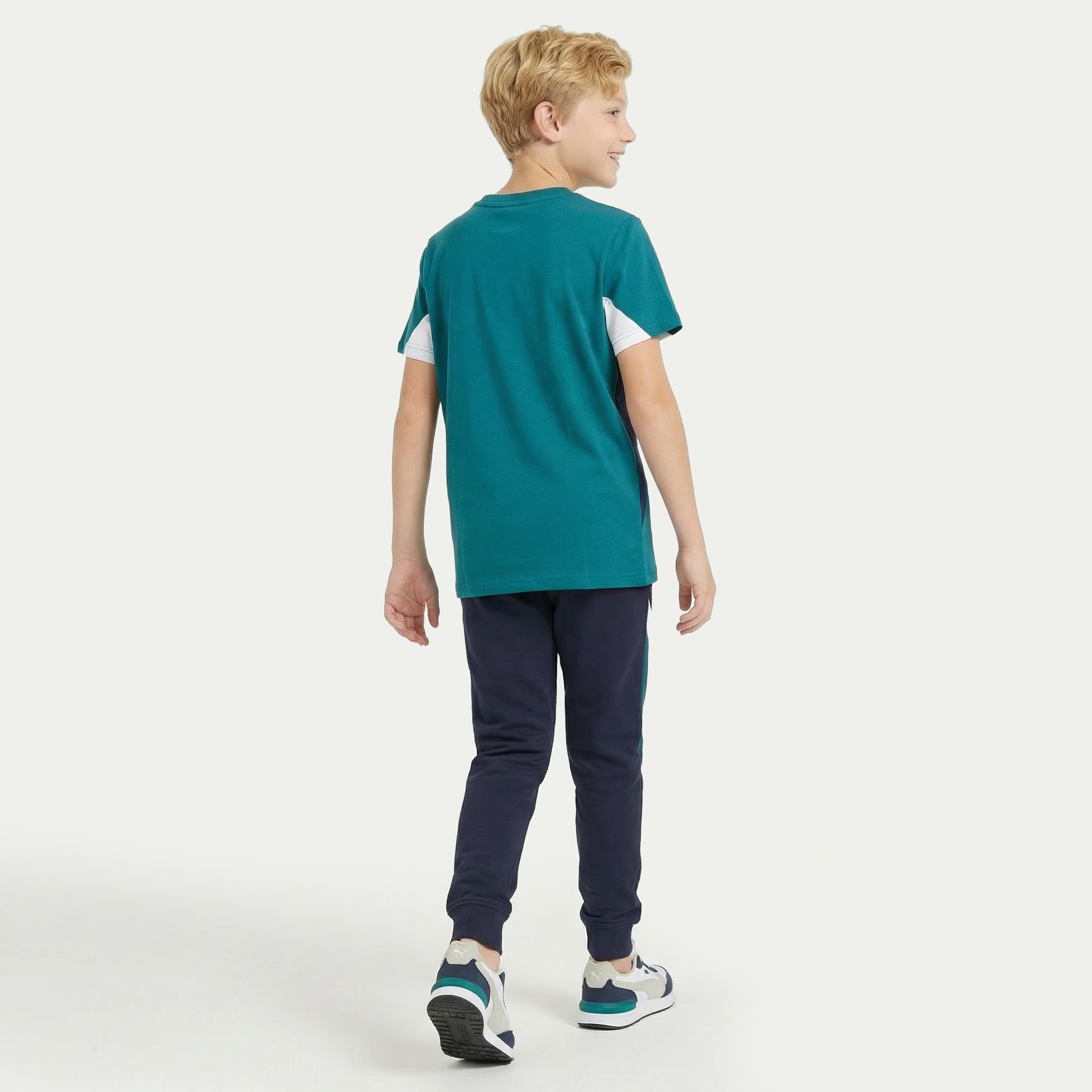 PUMA Crew Neck Short Sleeves T-shirt with Colourblock Panel-boys-clothing-sportswear-tops-image-3
