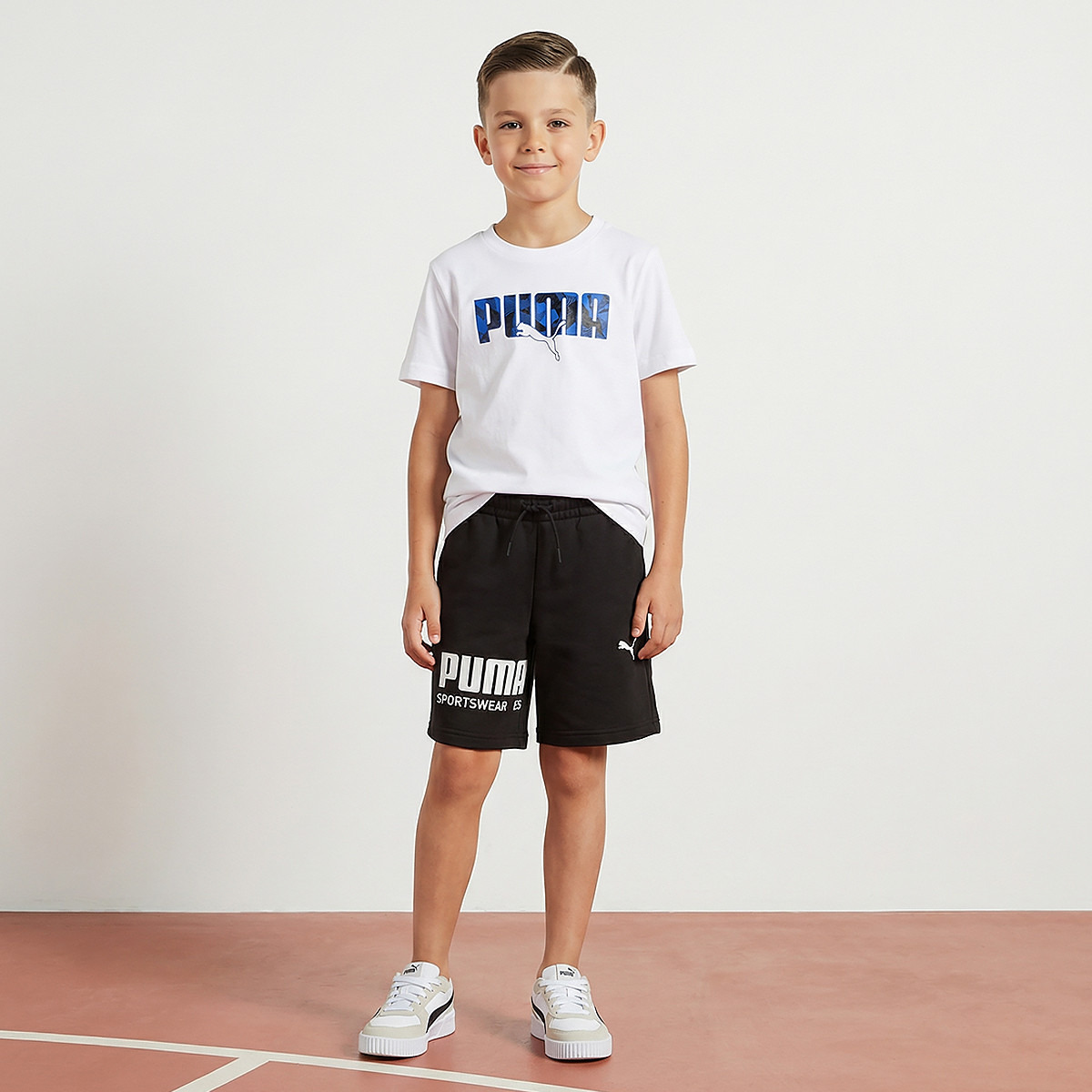PUMA Crew Neck Short Sleeve T-shirt with Logo Print-boys-clothing-sportswear-tops-image-2