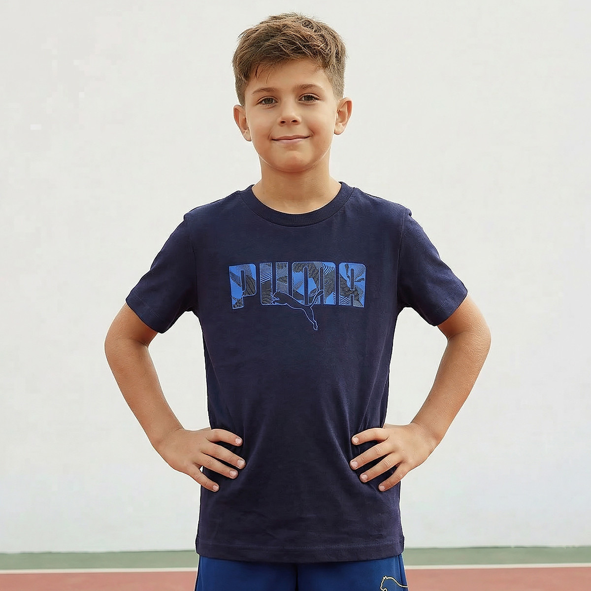 PUMA Crew Neck Short Sleeves T-shirt with Logo Print-boys-clothing-sportswear-tops-image-1