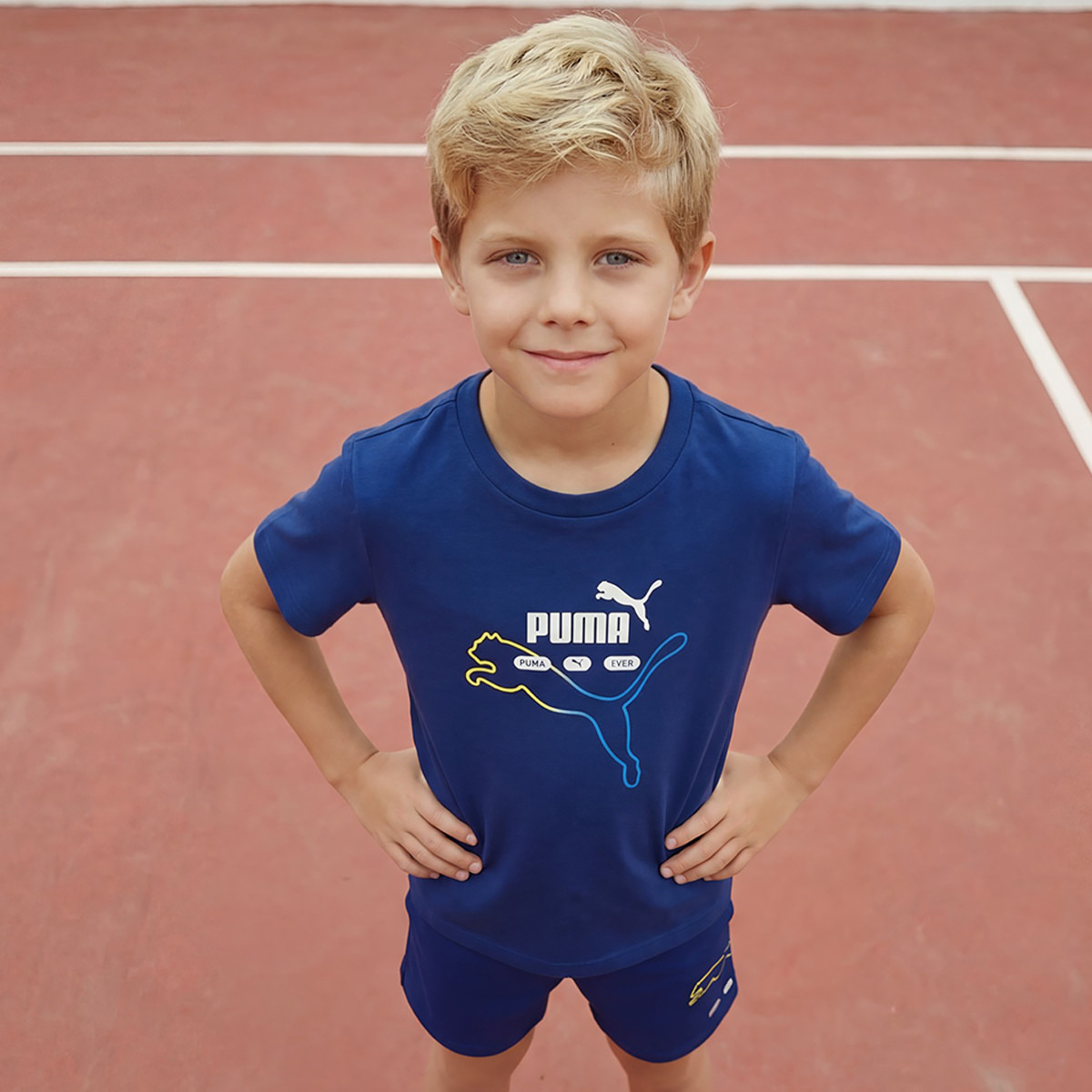 PUMA Crew Neck Short Sleeve T-shirt with Logo Print-boys-clothing-sportswear-tops-image-1