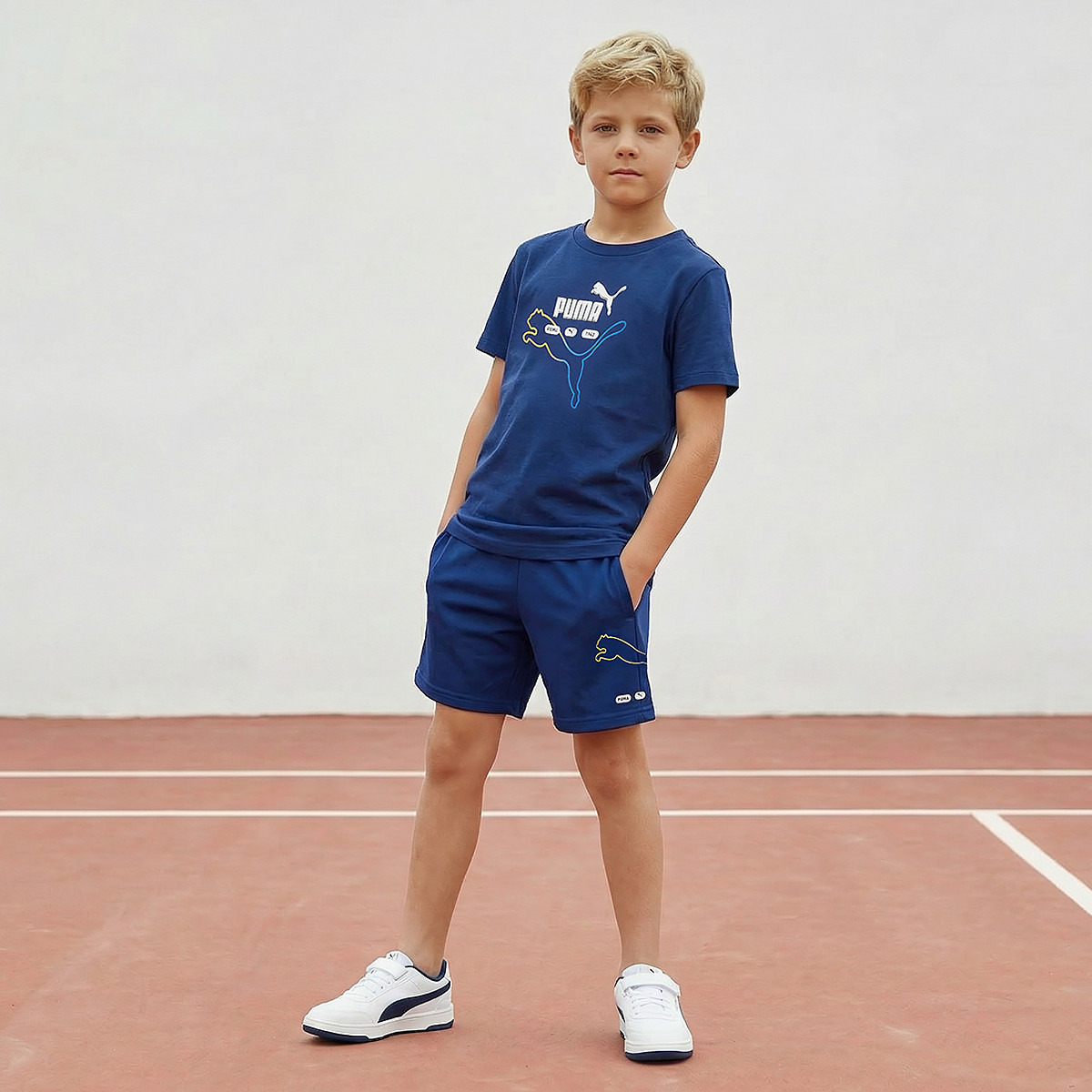 PUMA Crew Neck Short Sleeve T-shirt with Logo Print-boys-clothing-sportswear-tops-image-2
