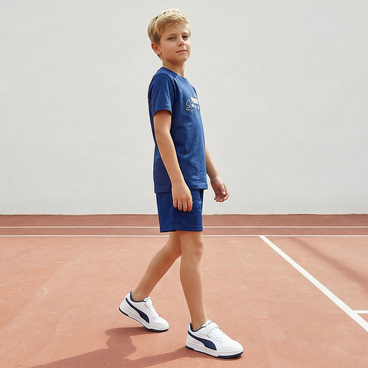 PUMA Crew Neck Short Sleeve T-shirt with Logo Print-boys-clothing-sportswear-tops-image-5