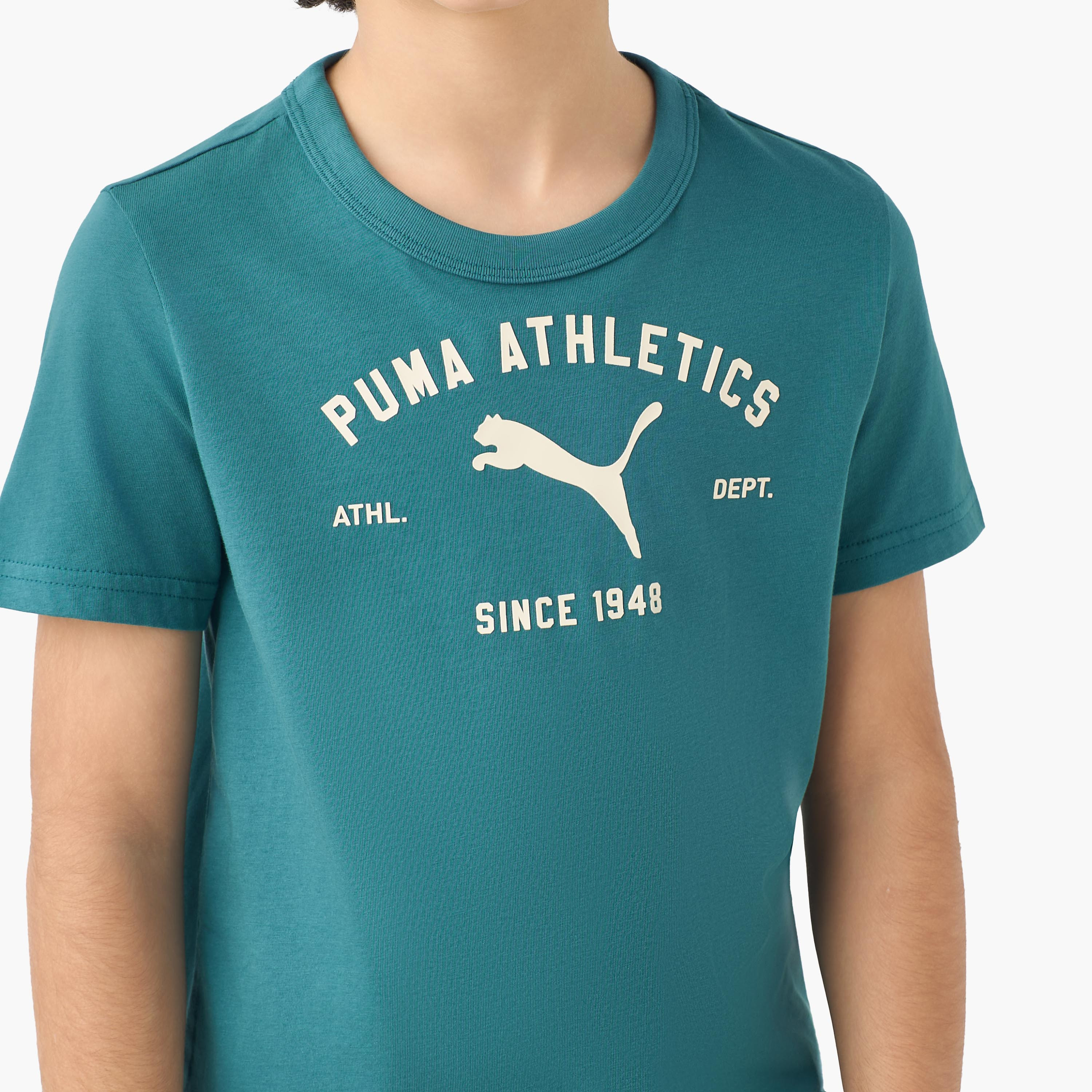 PUMA Crew Neck Short Sleeves T-shirt with Logo Print-boys-clothing-sportswear-tops-image-4