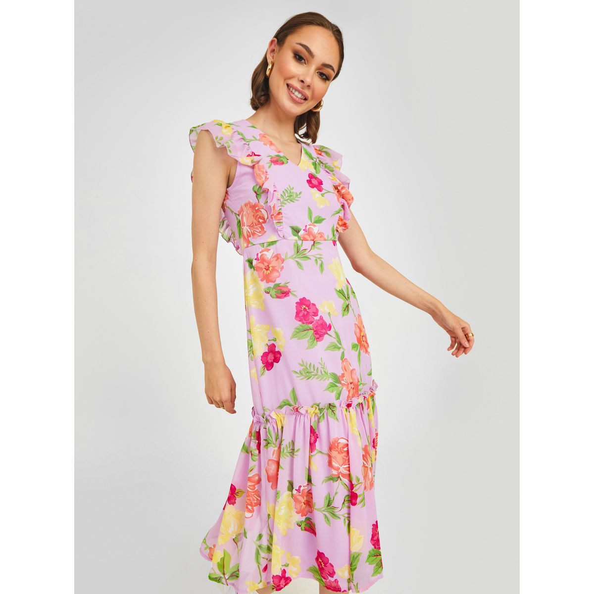 فستان ميدي باكمام كاب-women-clothing-dresses-image-2