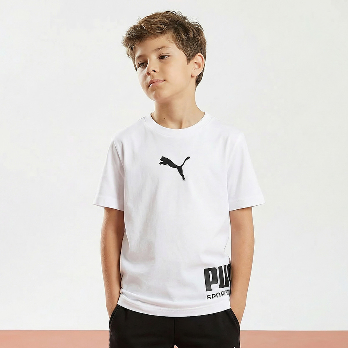 PUMA Crew Neck Short Sleeves T-shirt with Logo Print-boys-clothing-sportswear-tops-image-1