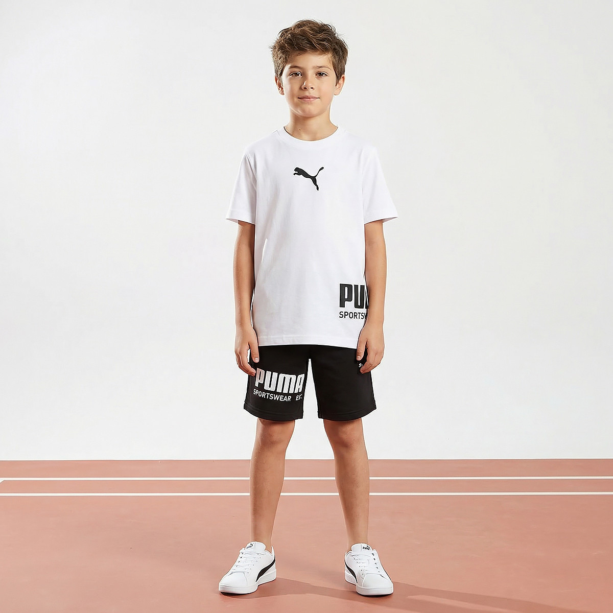 PUMA Crew Neck Short Sleeves T-shirt with Logo Print-boys-clothing-sportswear-tops-image-2
