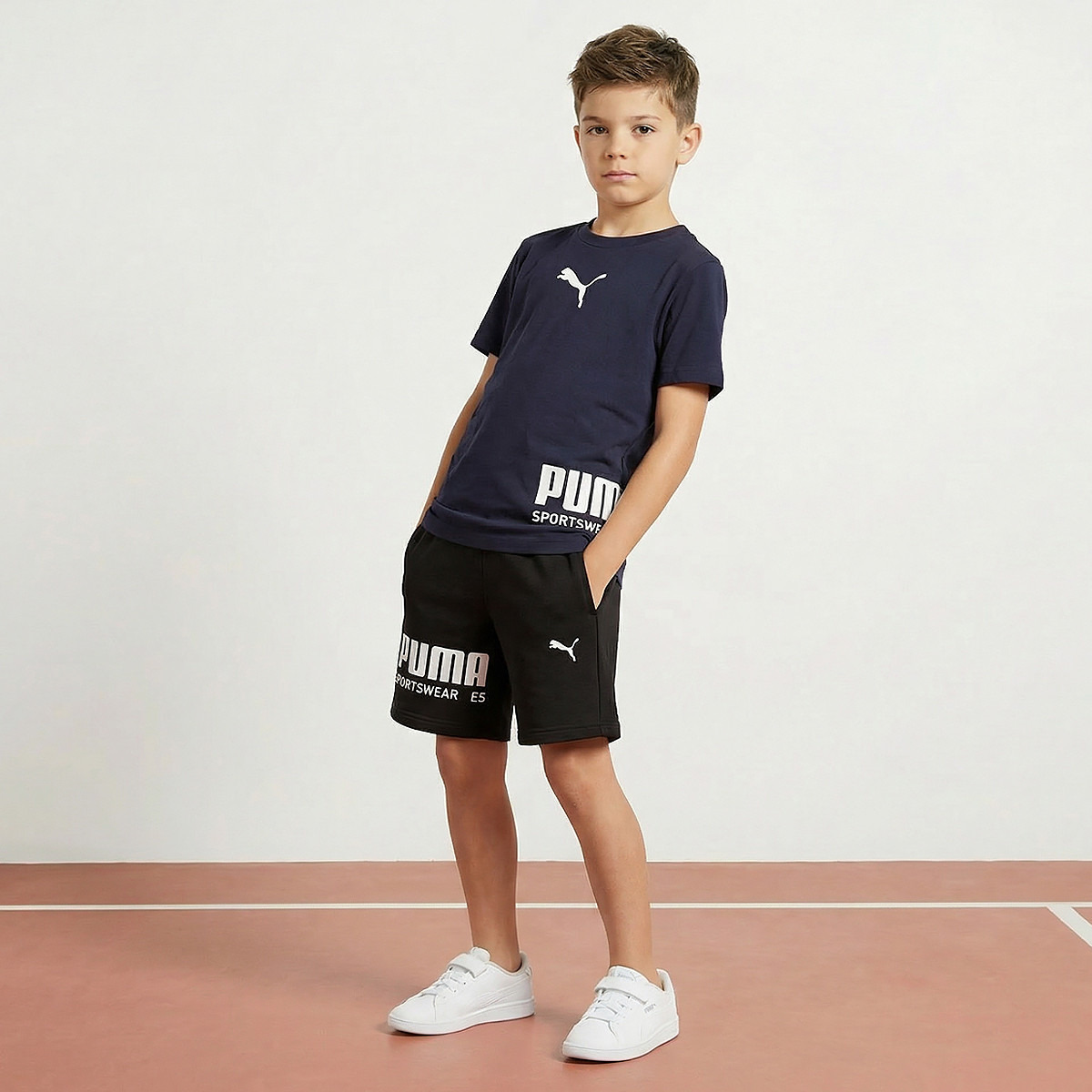 PUMA Crew Neck Short Sleeves T-shirt with Logo Print-boys-clothing-sportswear-tops-image-2