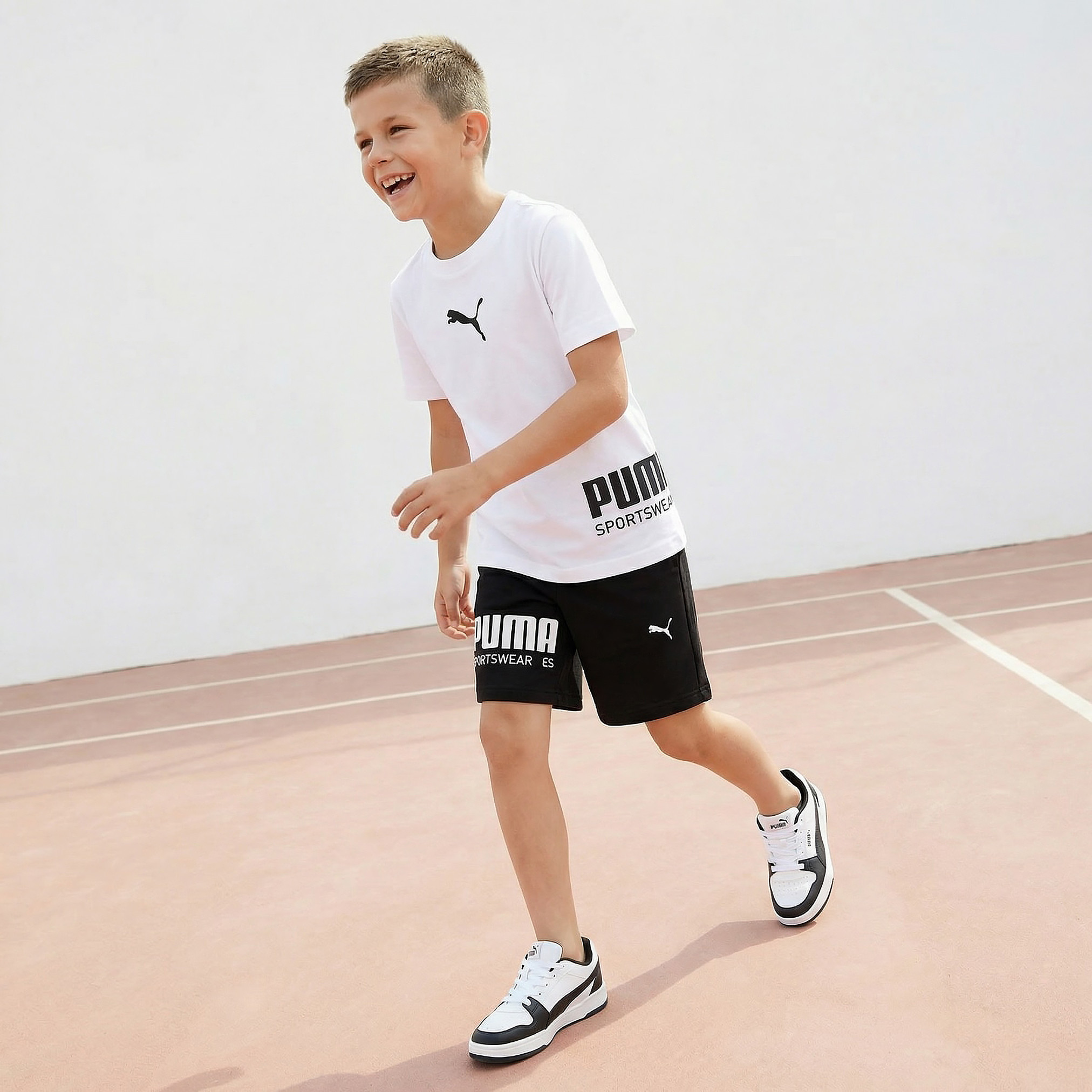 PUMA Knee Length Elasticated Waistband Shorts with Logo Print-sports-boys-clothing-bottoms-shorts-image-5