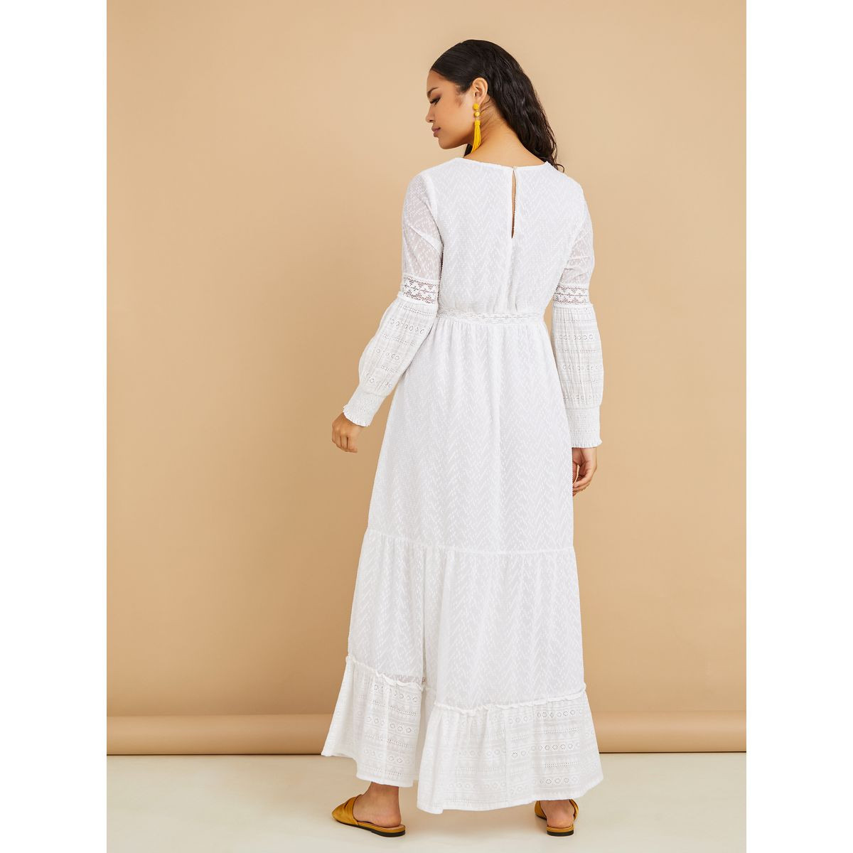 Styli Bishop Sleeves Lace Insert Dobby A-Line Maxi Dress-women-clothing-dresses-image-4