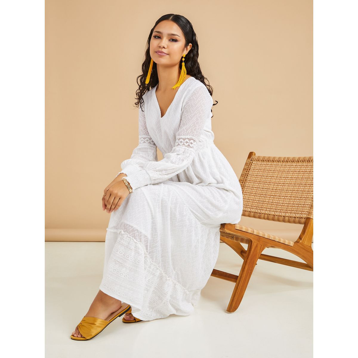Styli Bishop Sleeves Lace Insert Dobby A-Line Maxi Dress-women-clothing-dresses-image-5