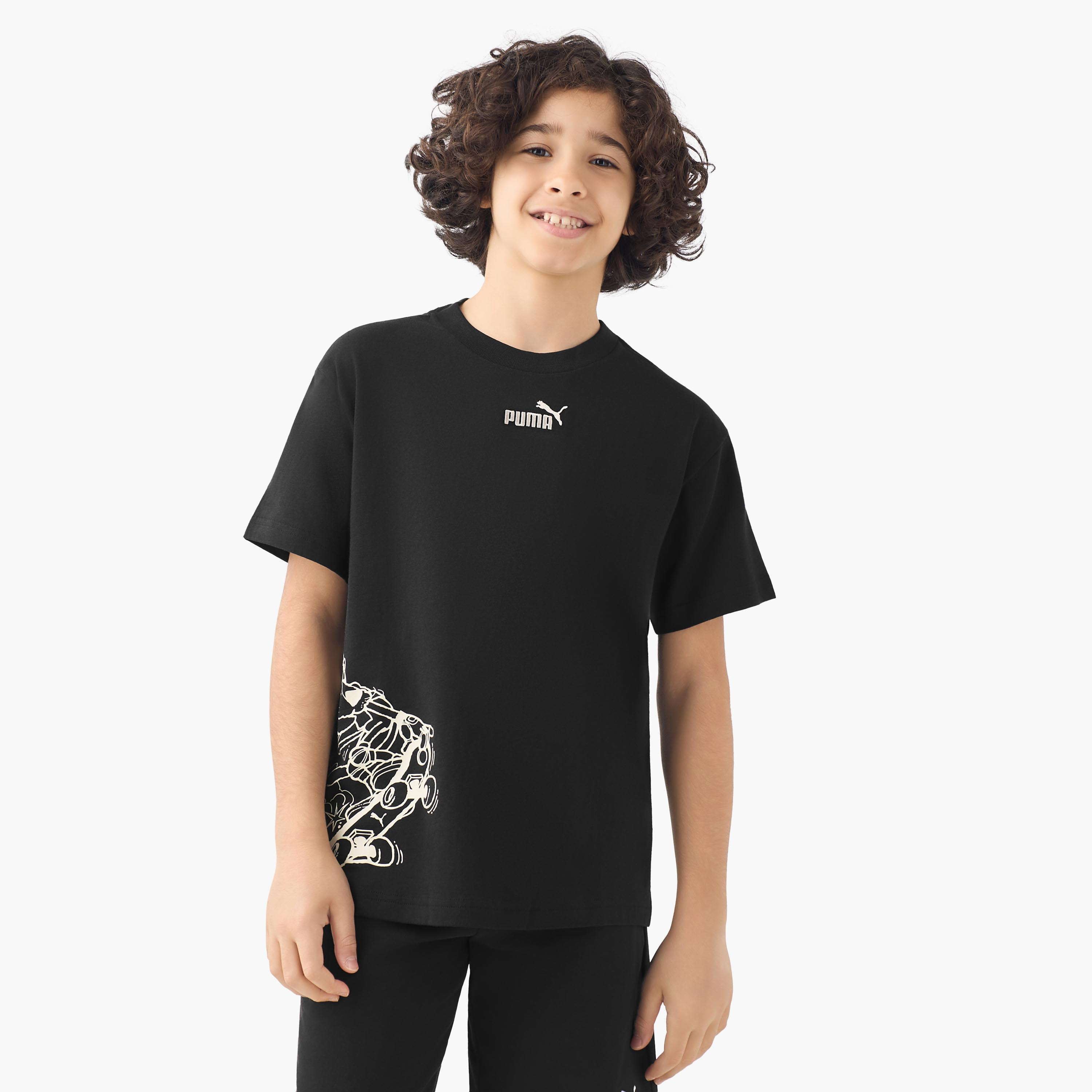PUMA Crew Neck Short Sleeves T-shirt with Logo Print-boys-clothing-sportswear-tops-image-1