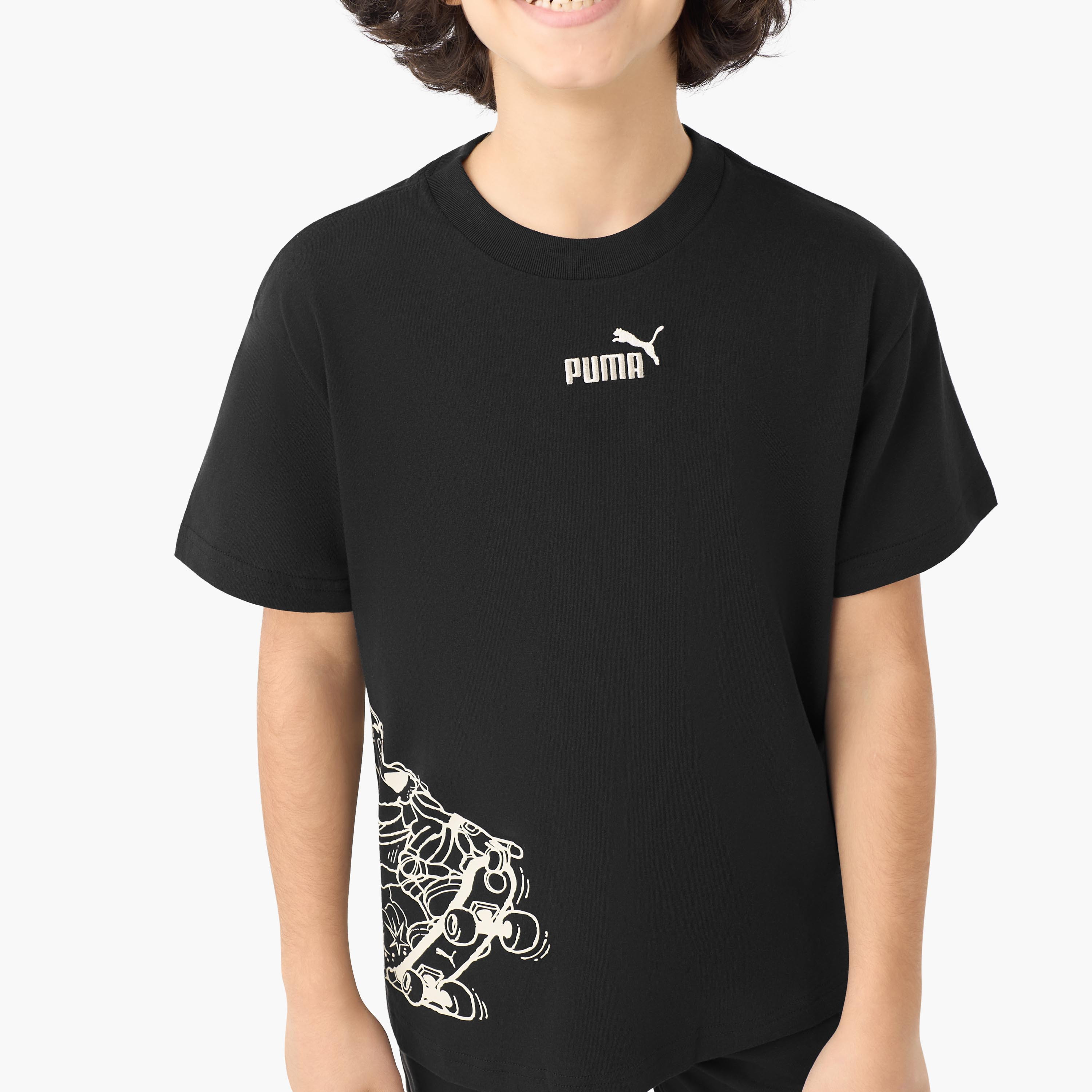 PUMA Crew Neck Short Sleeves T-shirt with Logo Print-boys-clothing-sportswear-tops-image-4