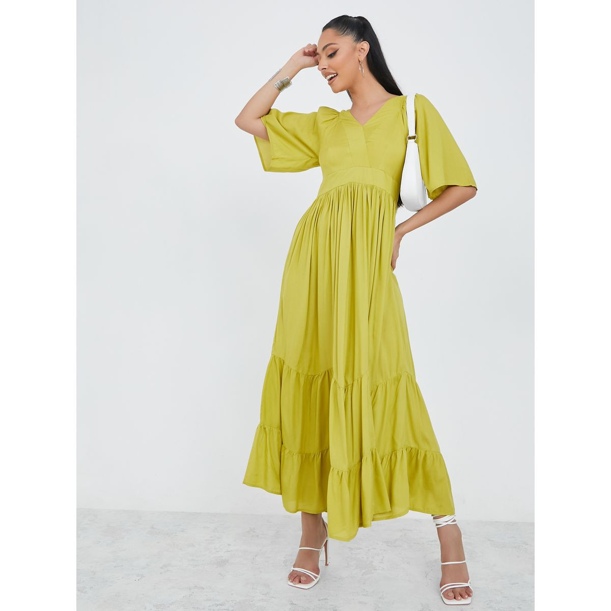 Styli Short Sleeves Viscose Tiered Maxi Dress-women-clothing-dresses-image-1