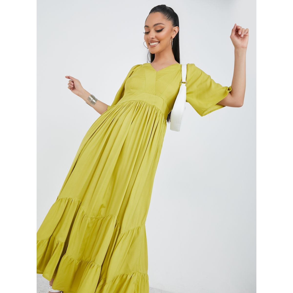 Styli Short Sleeves Viscose Tiered Maxi Dress-women-clothing-dresses-image-2