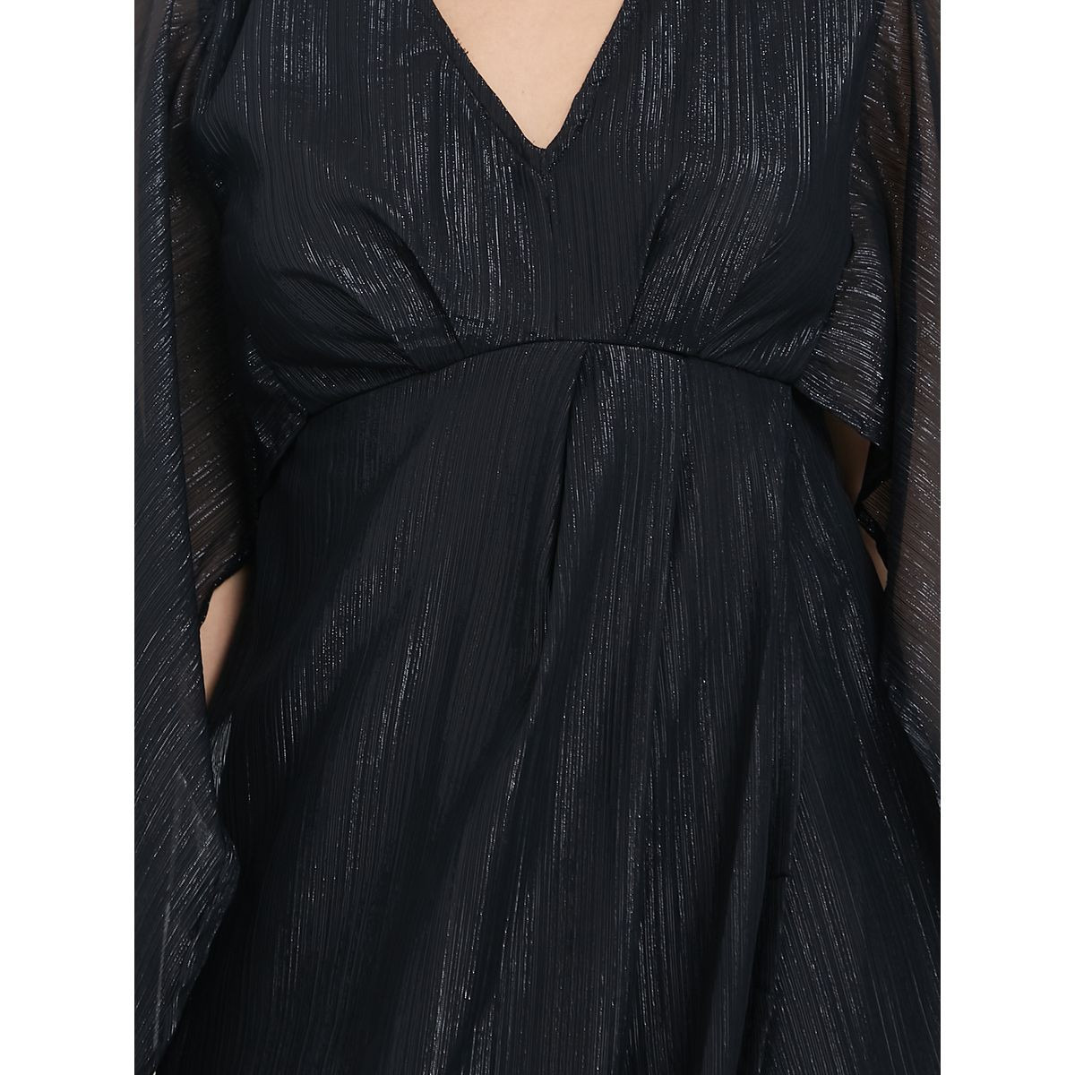 Styli Long Flare Sleeves Self Design Wrap Front Maxi Dress-women-clothing-dresses-image-3