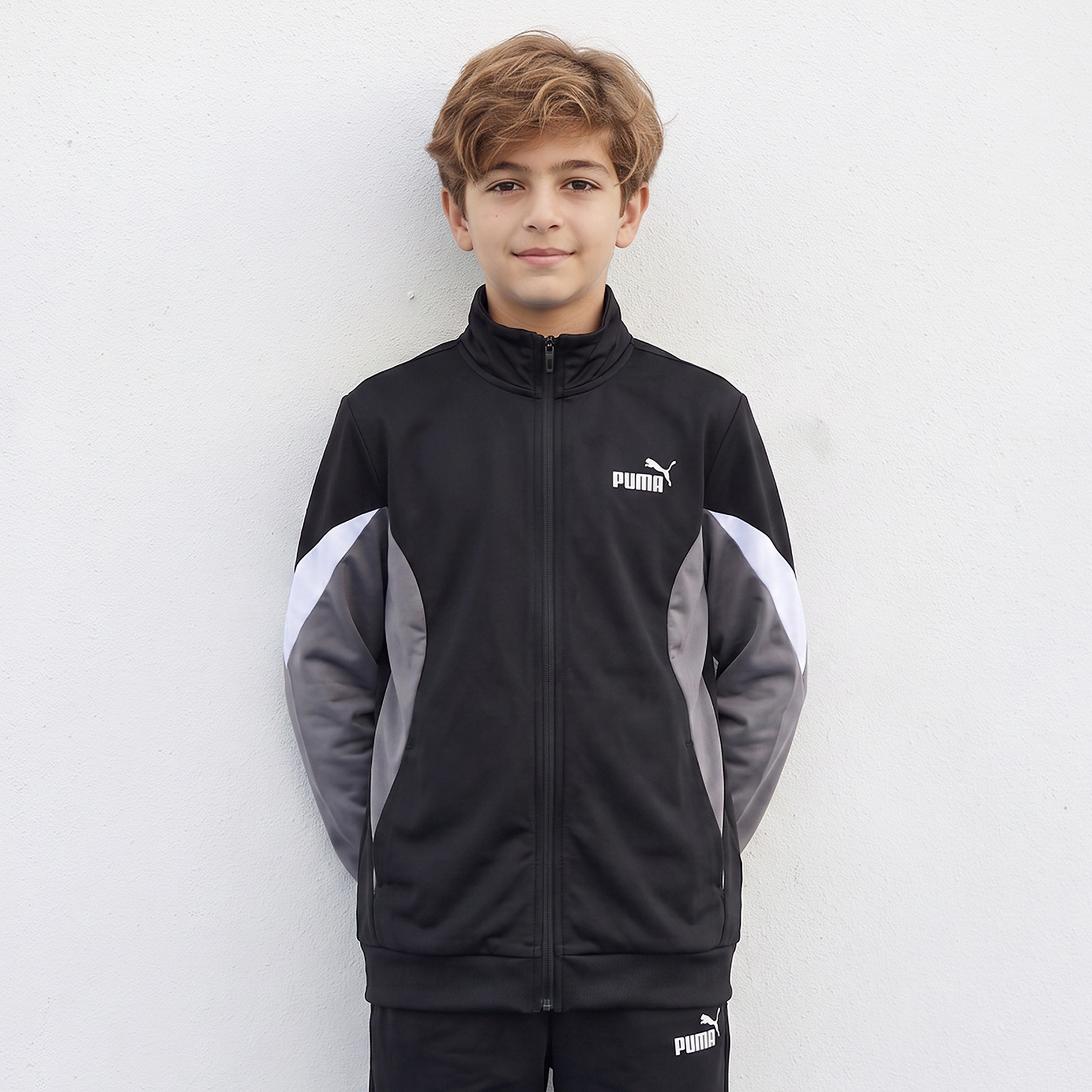 PUMA High Neck Long Sleeves Sweatshirt and Joggers Set with Colourblock Design-boys-clothing-sportswear-sets-image-3