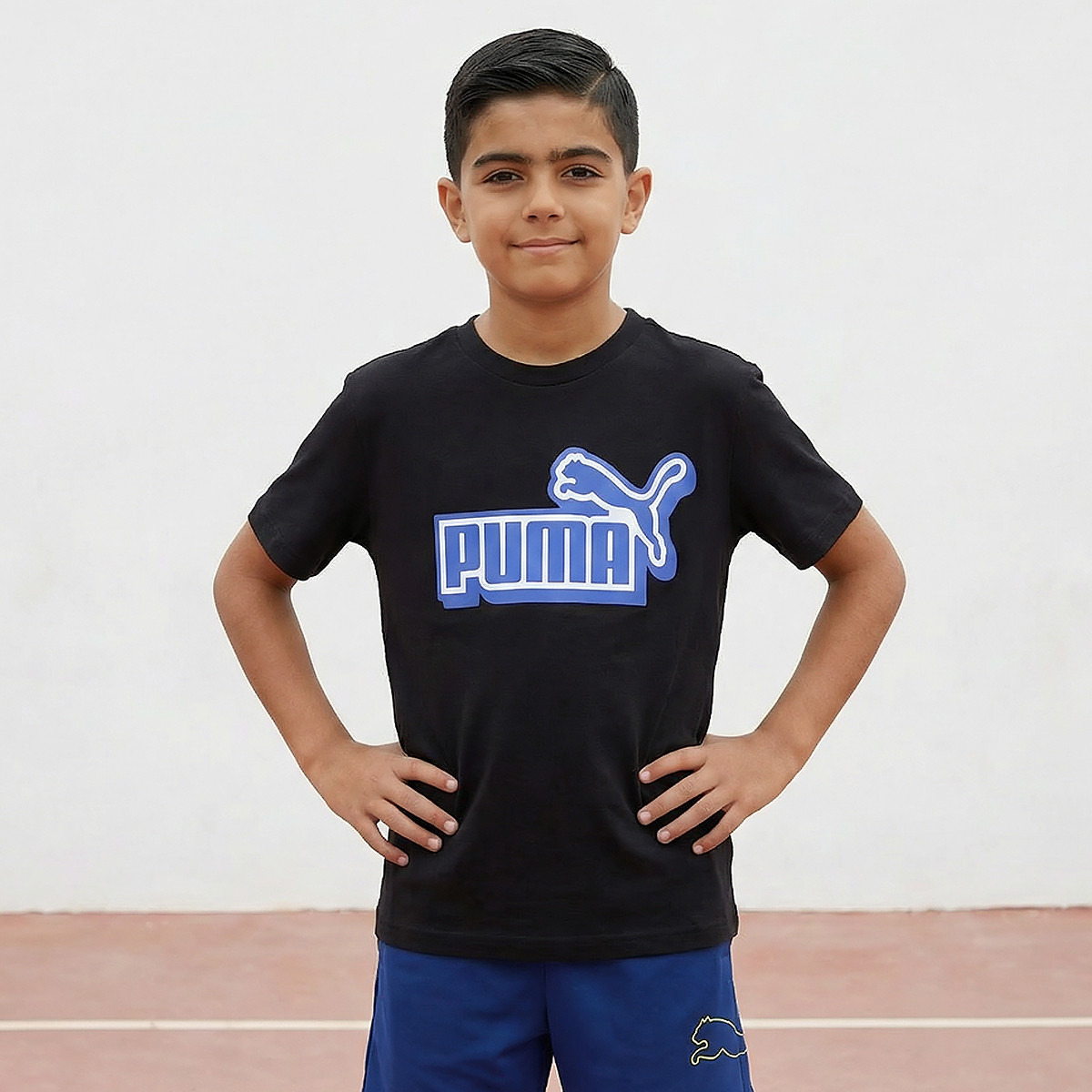 PUMA Crew Neck Short Sleeve T-shirt with Logo Print-boys-clothing-sportswear-tops-image-1