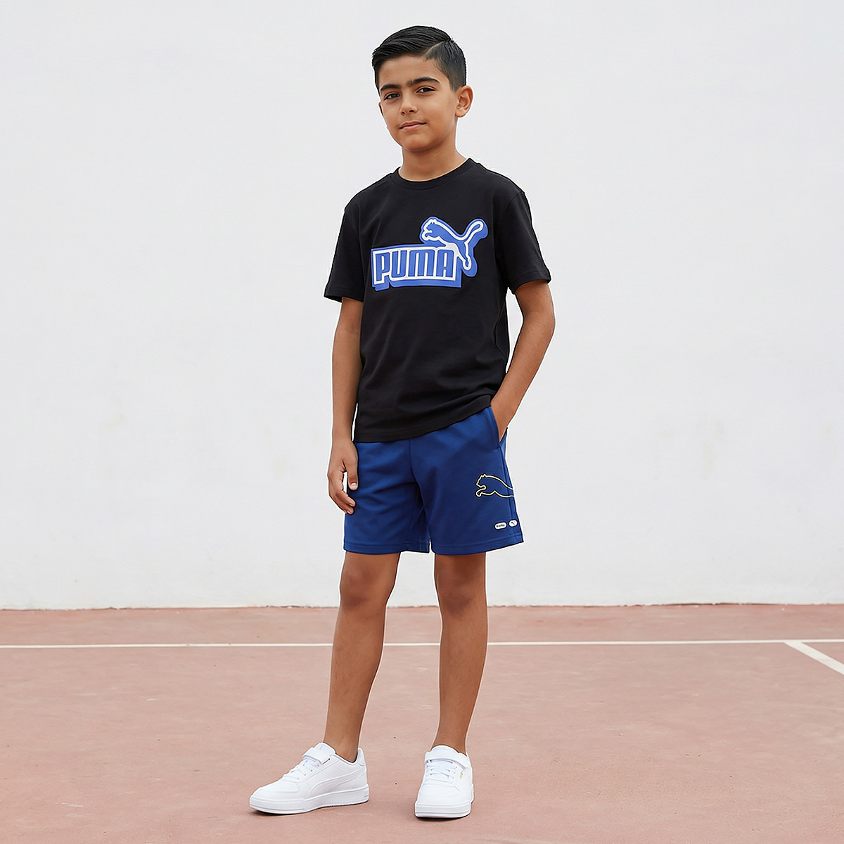 PUMA Crew Neck Short Sleeve T-shirt with Logo Print-boys-clothing-sportswear-tops-image-2