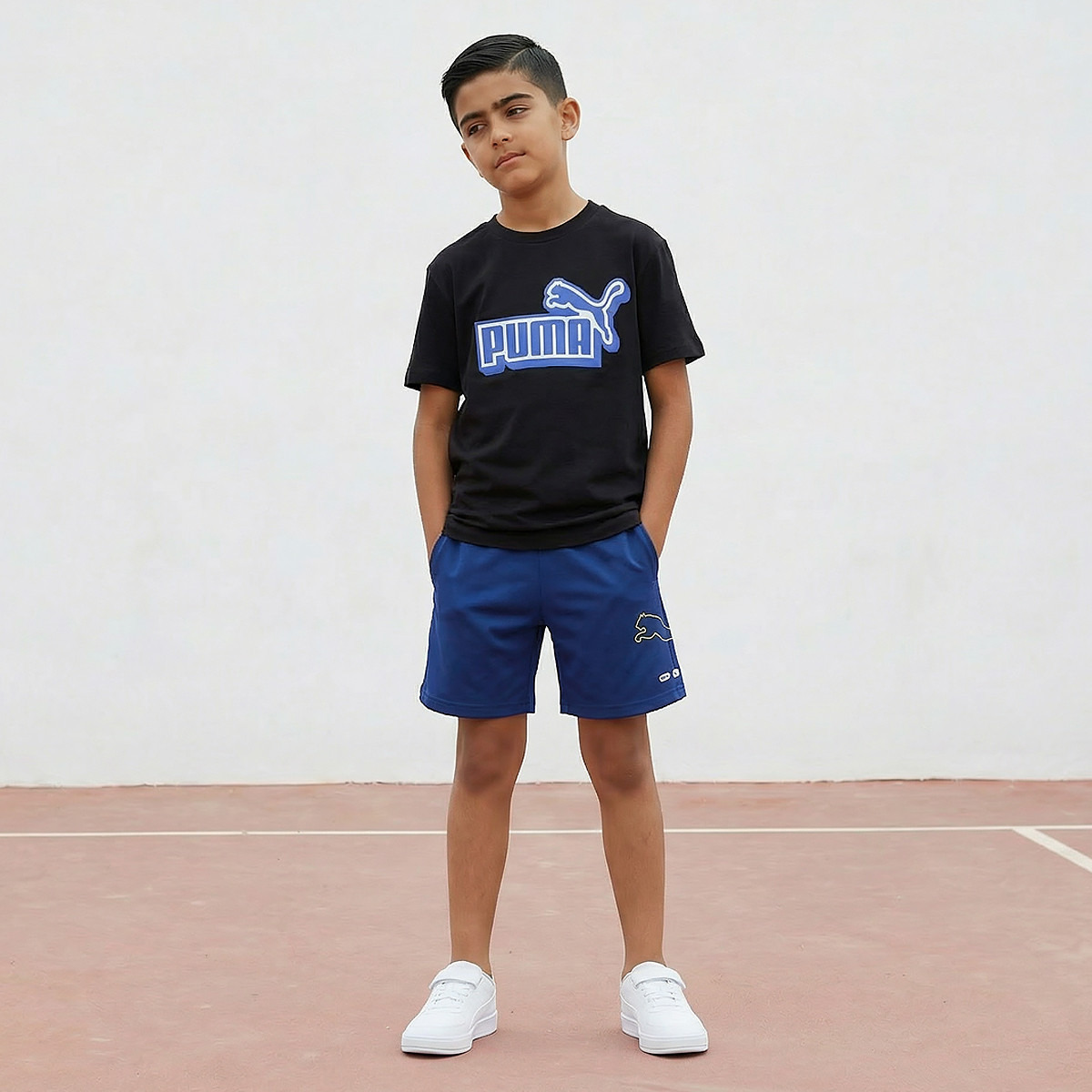 PUMA Crew Neck Short Sleeve T-shirt with Logo Print-boys-clothing-sportswear-tops-image-5