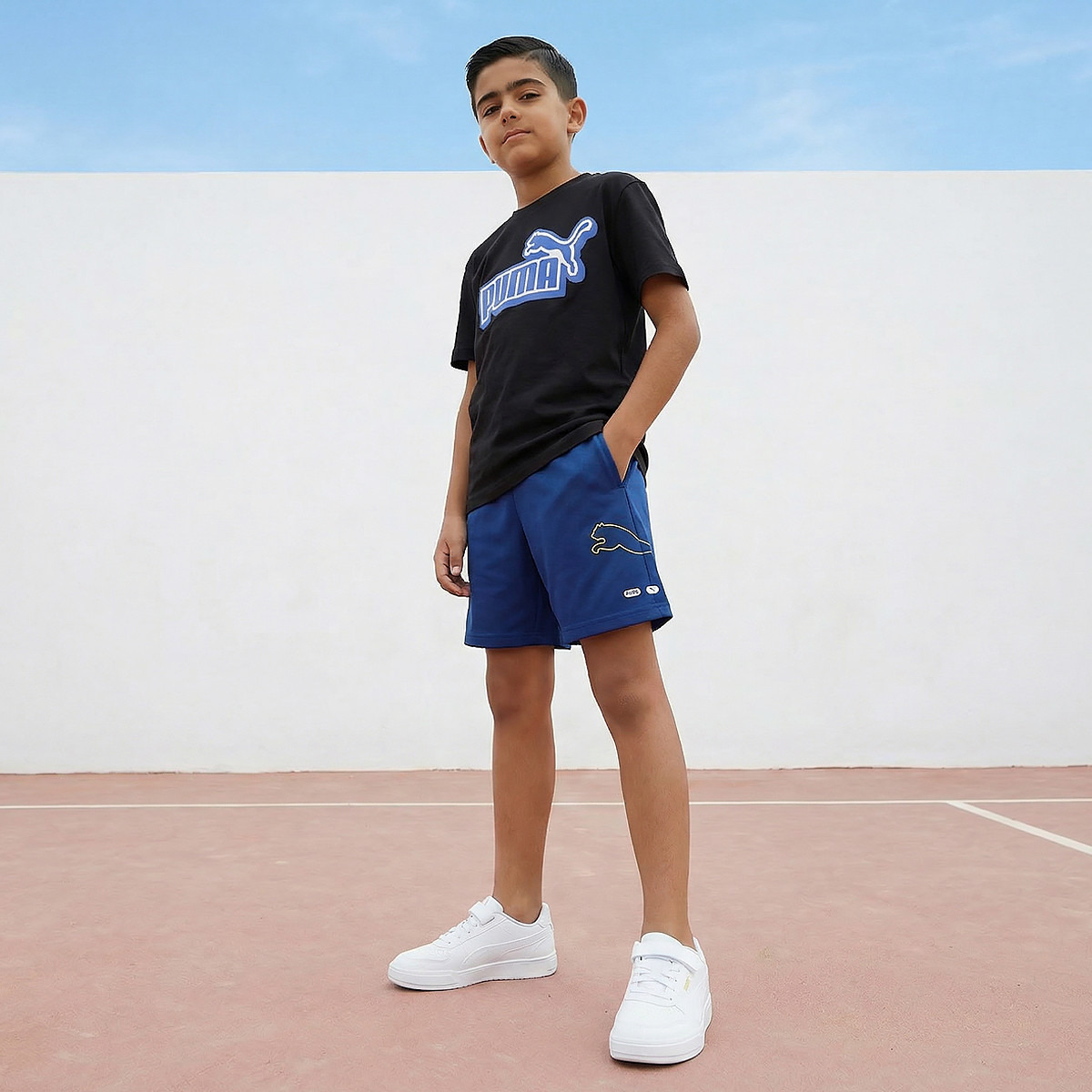 PUMA Crew Neck Short Sleeve T-shirt with Logo Print-boys-clothing-sportswear-tops-image-6