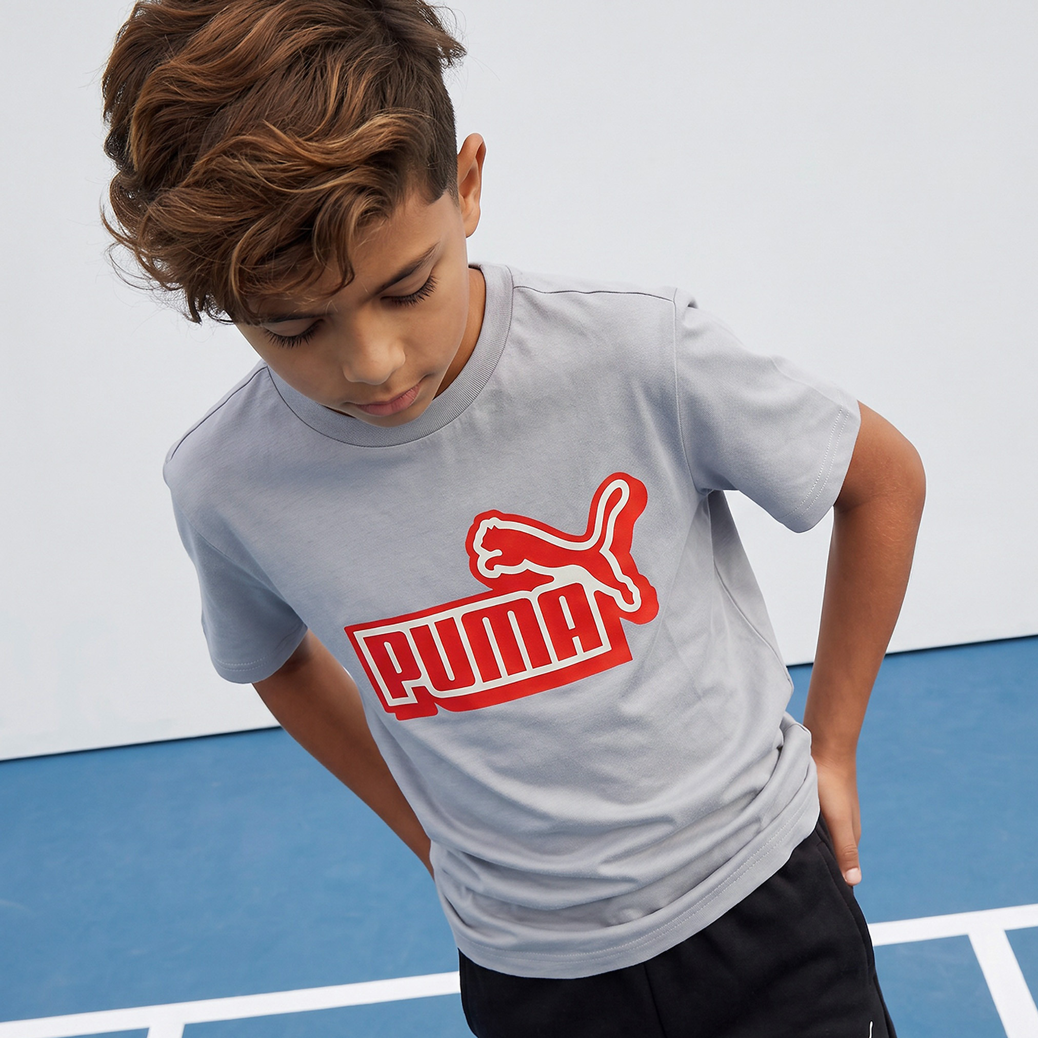 PUMA Crew Neck Short Sleeves T-shirt with Logo Print-sports-boys-clothing-tops-image-1
