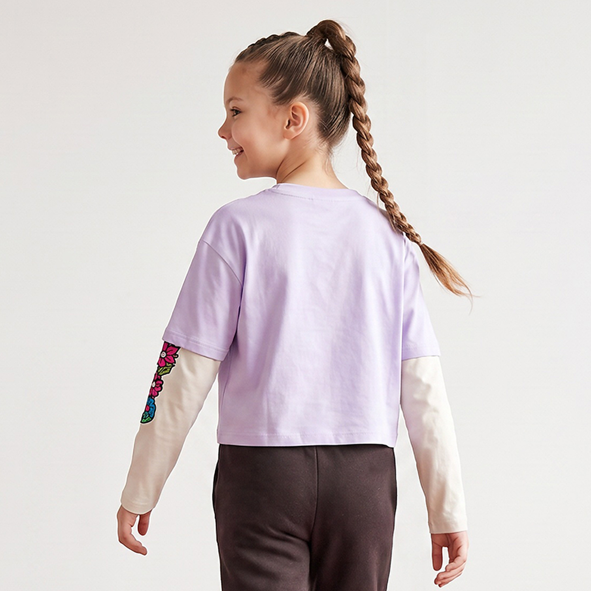 PUMA Crew Neck Long Sleeves T-Shirt with Floral Design-girls-clothing-tshirts-image-3