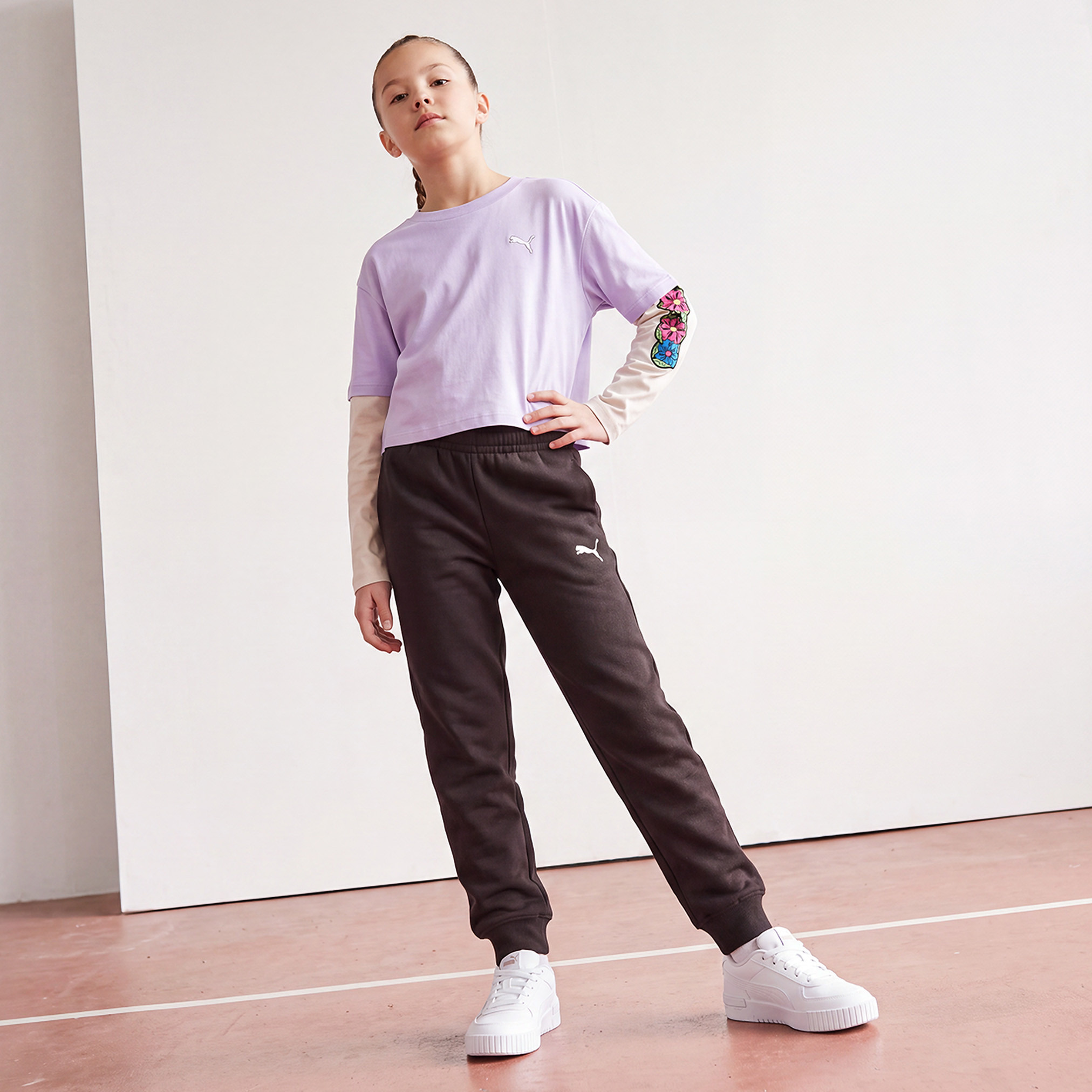 PUMA Crew Neck Long Sleeves T-Shirt with Floral Design-girls-clothing-tshirts-image-5