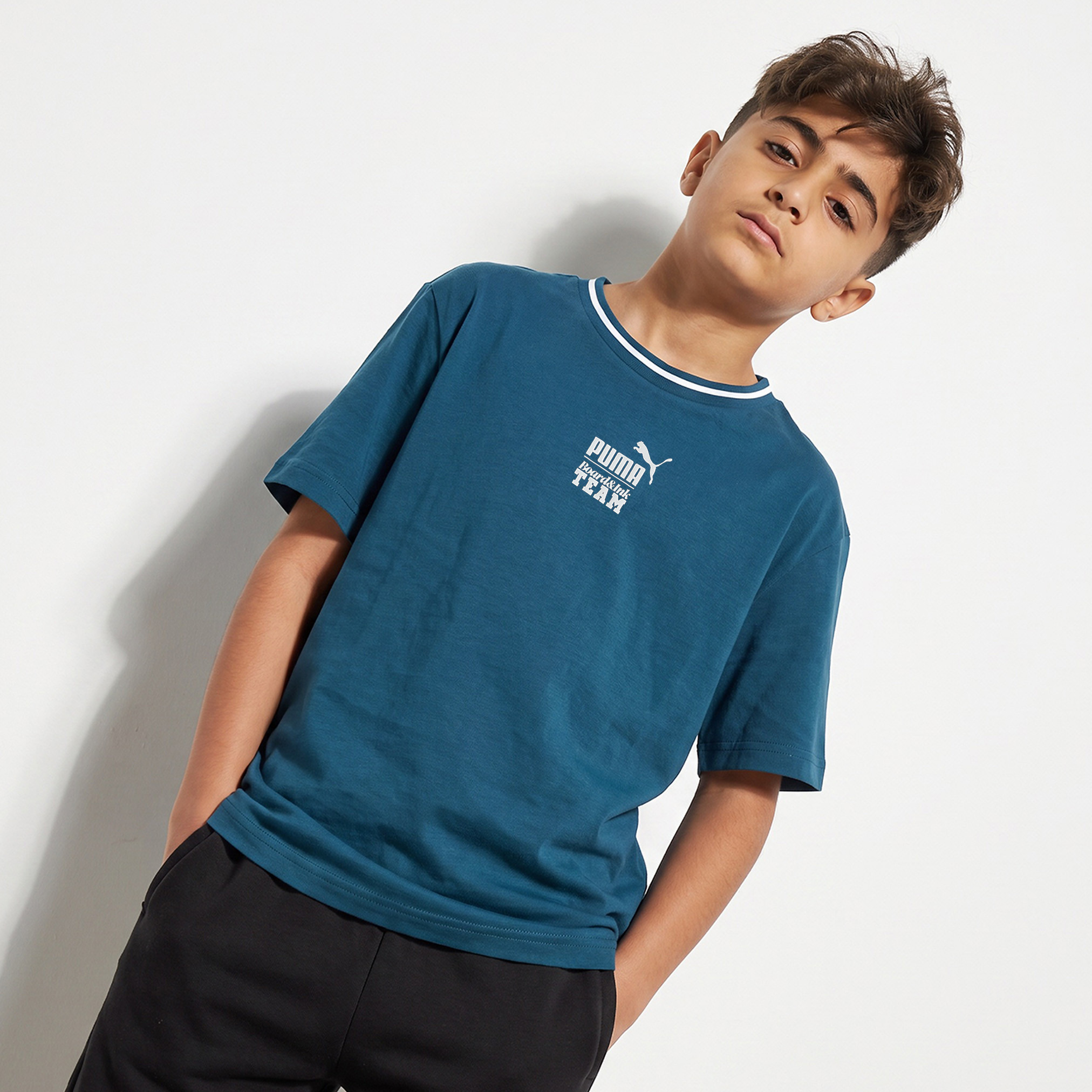 PUMA Crew Neck Short Sleeves T-shirt with Graphic Print-sports-boys-clothing-tops-image-1