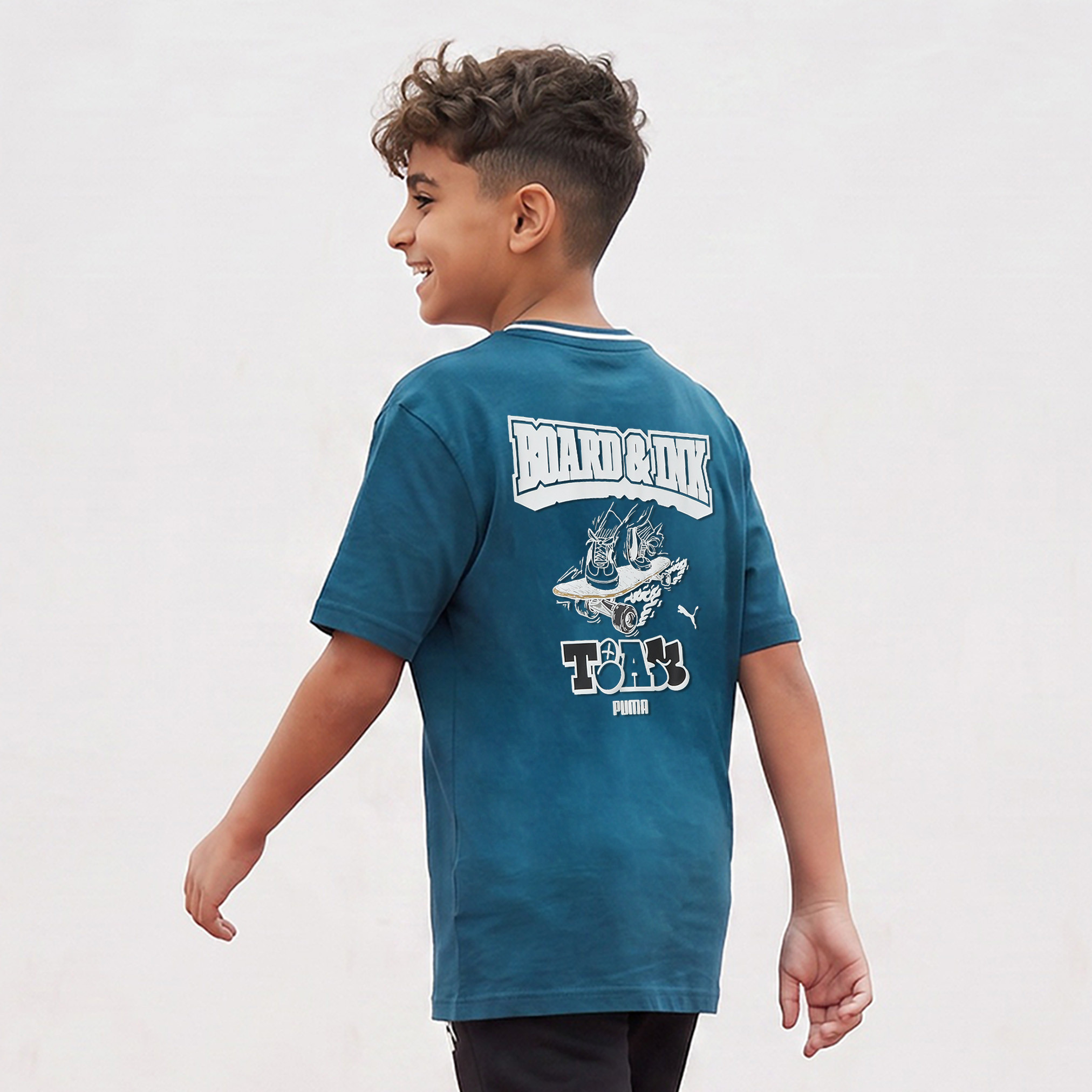 PUMA Crew Neck Short Sleeves T-shirt with Graphic Print-sports-boys-clothing-tops-image-2