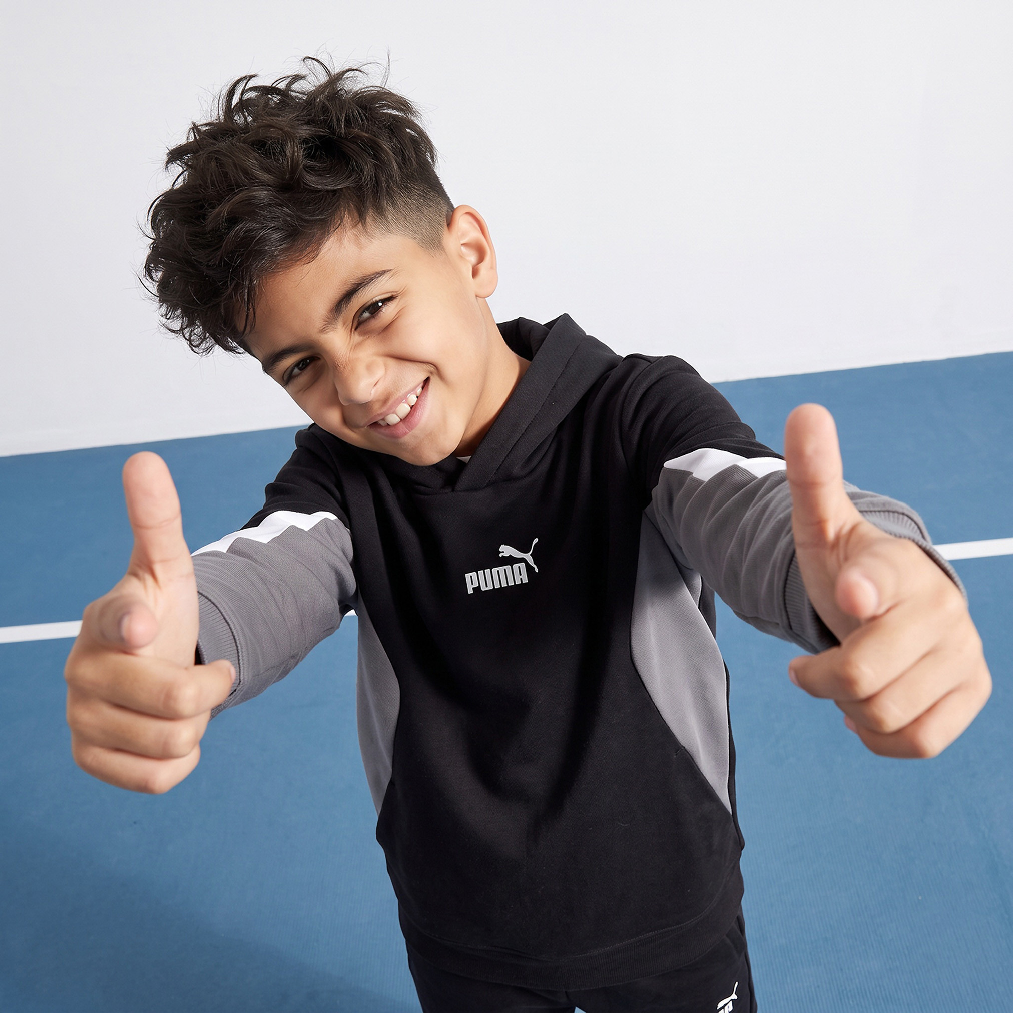 PUMA Colorblock Hooded Sweatshirt with Long Sleeves-sports-boys-clothing-tops-image-1