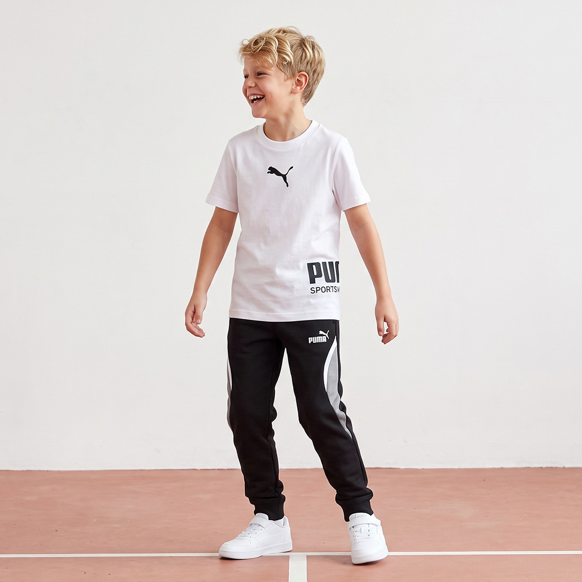 PUMA Elasticated Waist Joggers with Colourblock Design-boys-clothing-bottoms-joggersandtrackpants-image-5