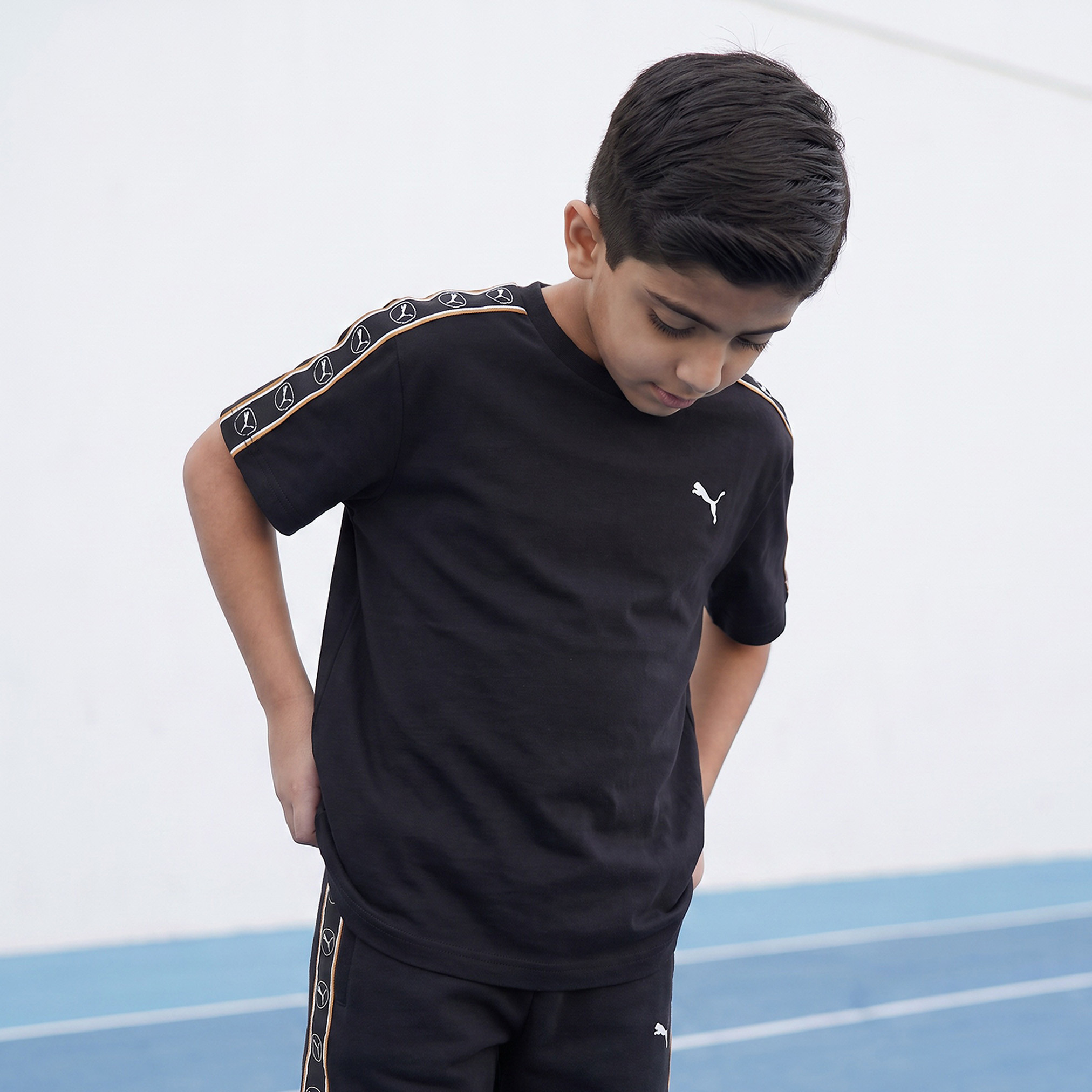 PUMA Crew Neck Short Sleeves T-shirt with Logo Tape Detail-boys-clothing-tshirtsandpolos-image-1