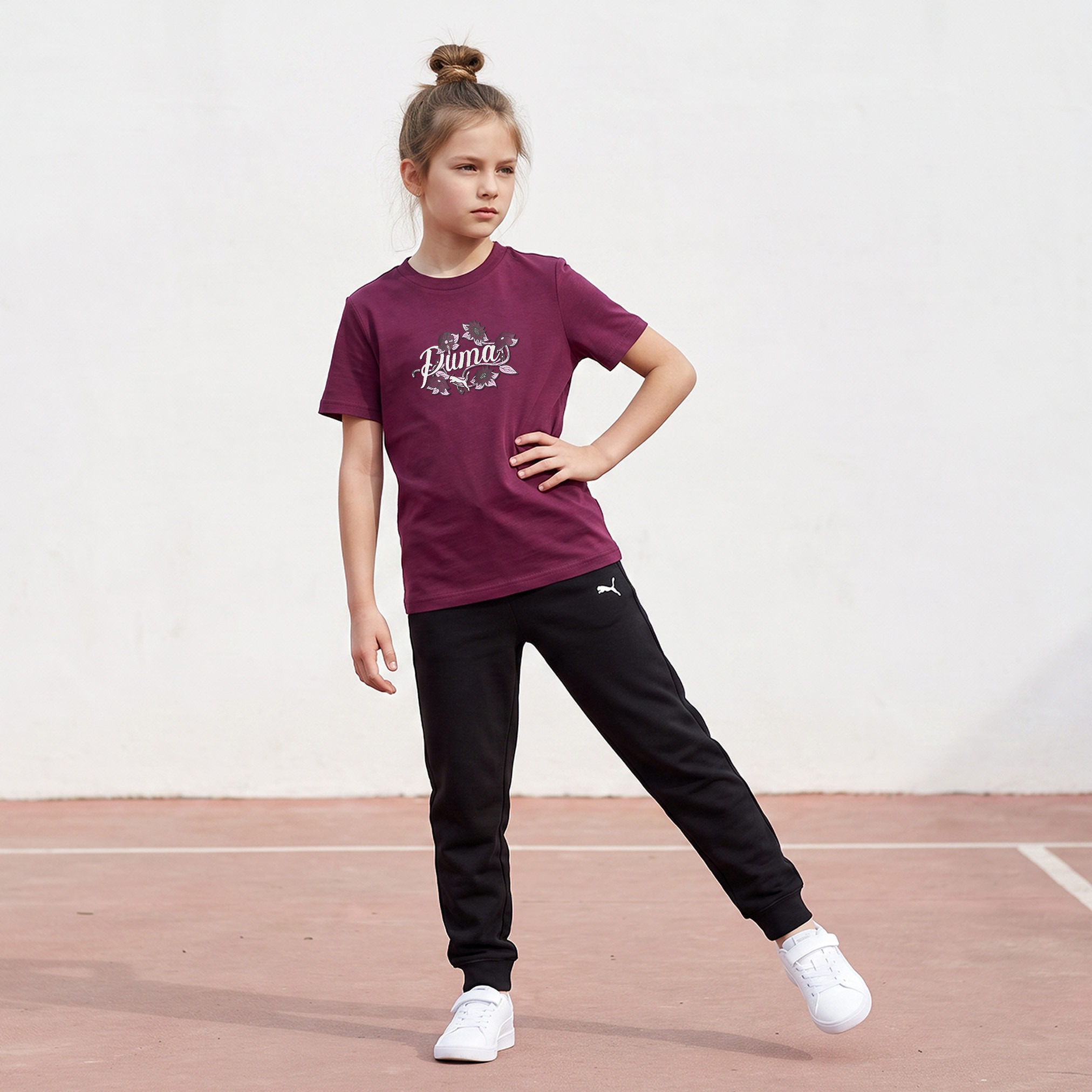 تيشيرت بياقة ضيقة وأكمام قصيرة وطبعات شعار من بوما-girls-clothing-tshirts-image-2