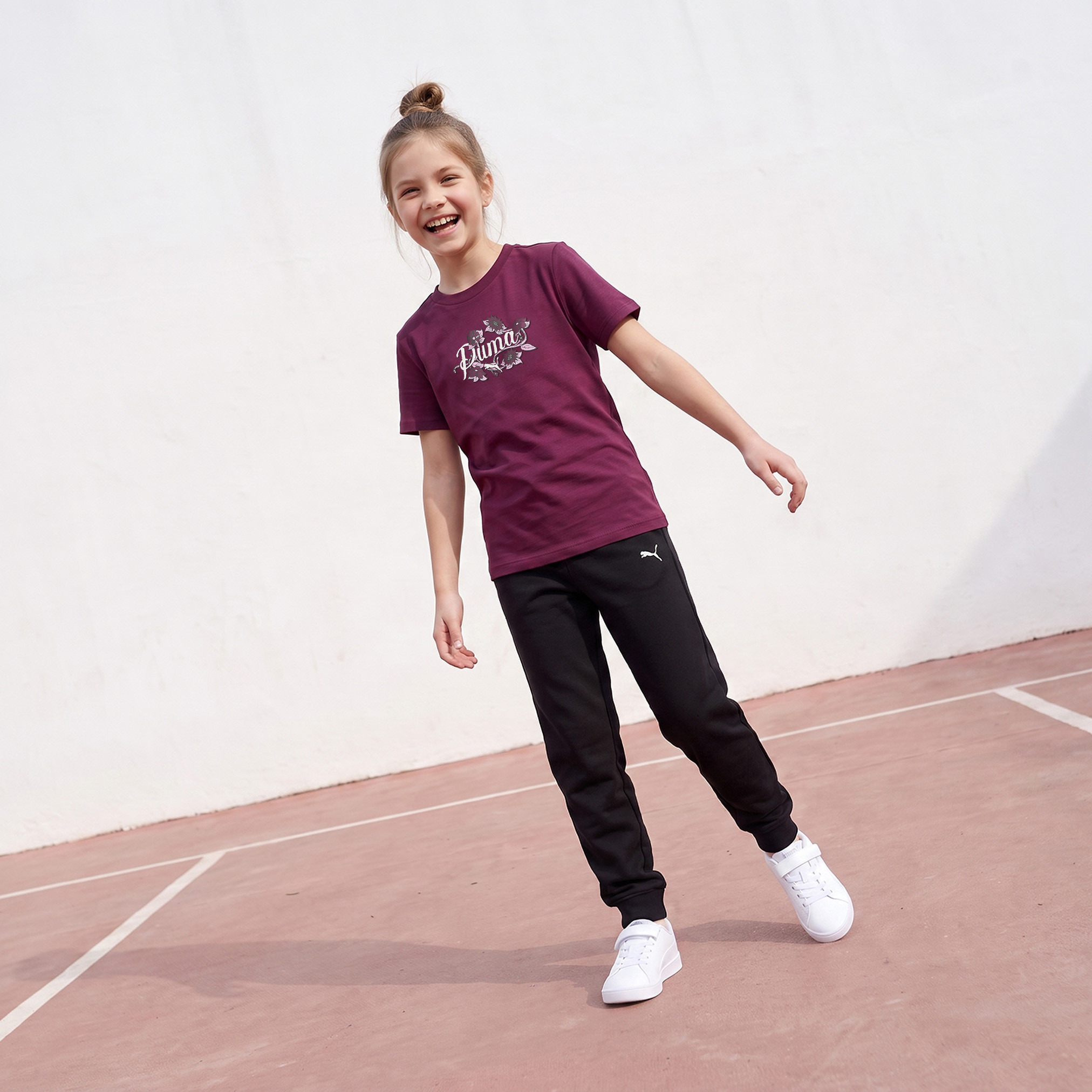 تيشيرت بياقة ضيقة وأكمام قصيرة وطبعات شعار من بوما-girls-clothing-tshirts-image-5