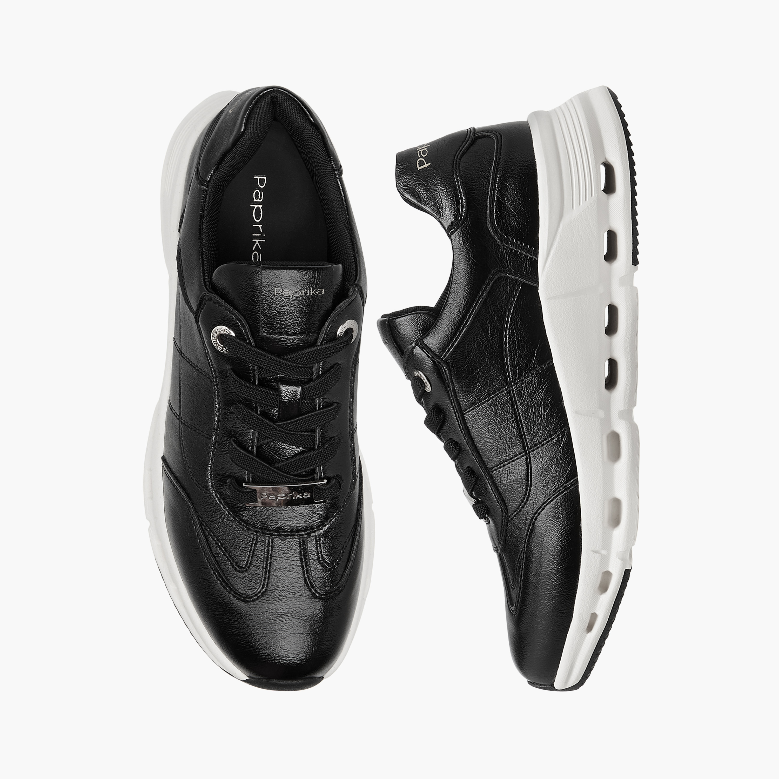 Paprika Panelled Sneakers with Lace-Up Closure-women-shoes-sneakers-image-1