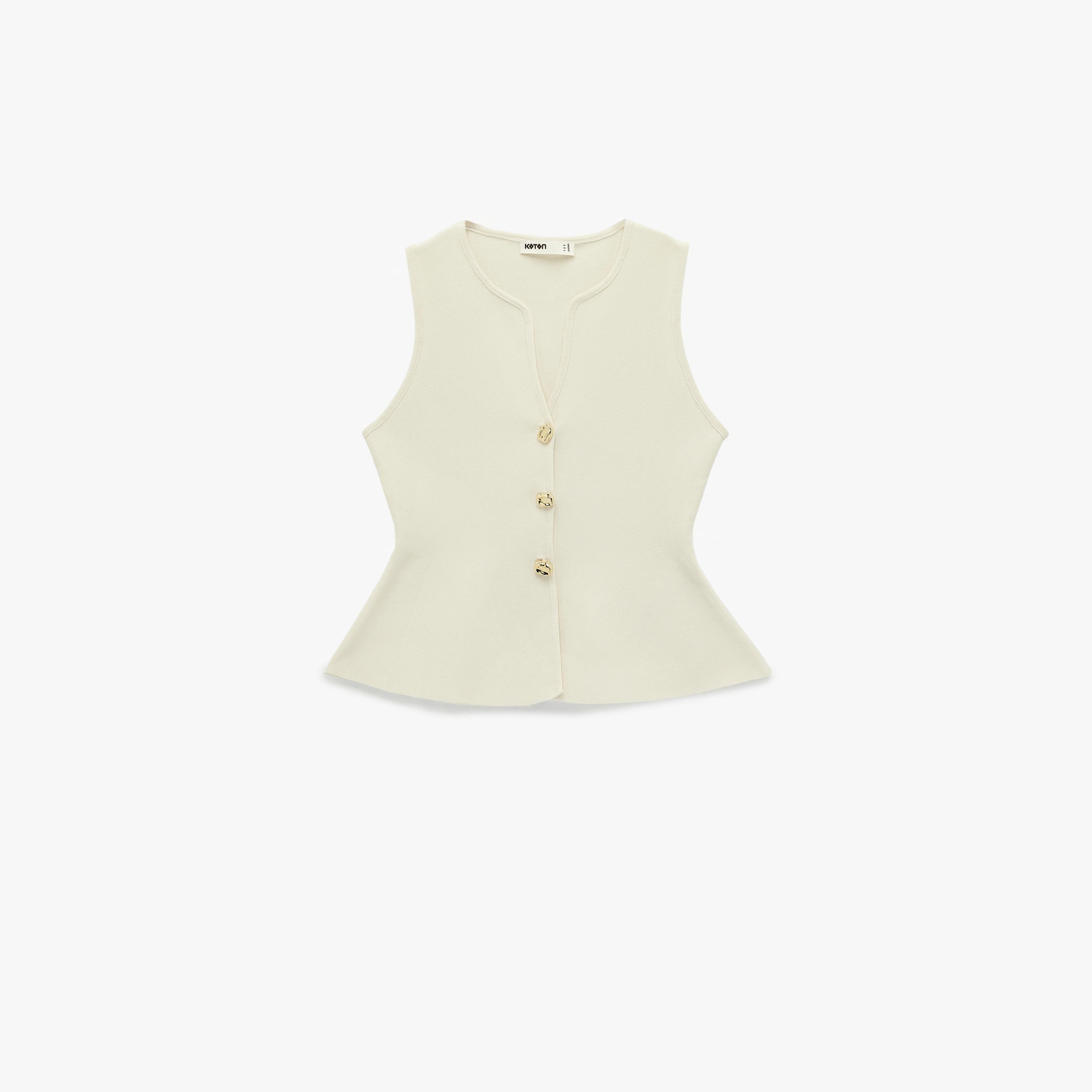 جيليه (صديرية) نسائي بلون بيج من كوتون-women-winterwear-coatsandjackets-waistcoats-image-4