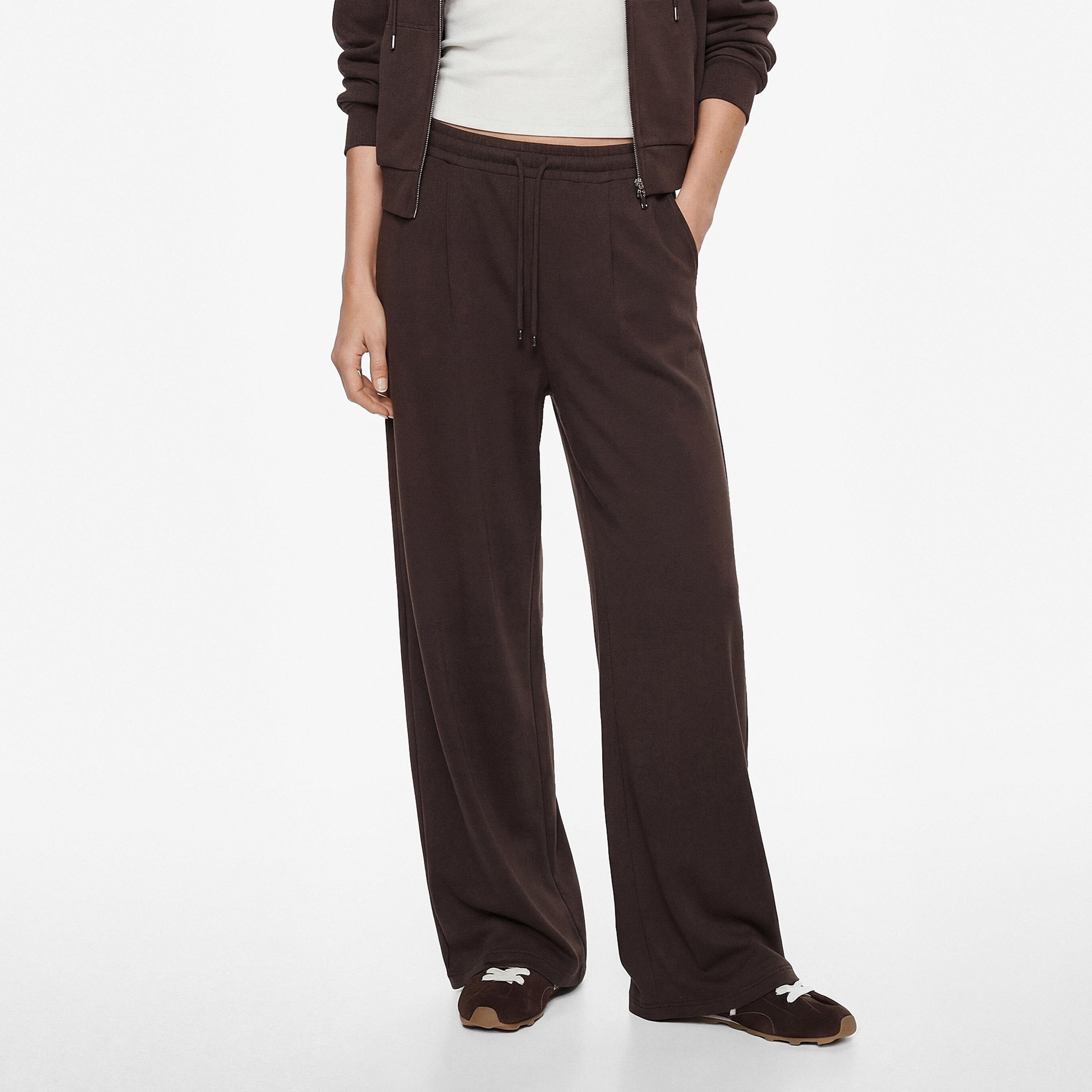 KOTON Drawstring Waist Wide Leg Women's Trousers-women-clothing-trousers-image-1