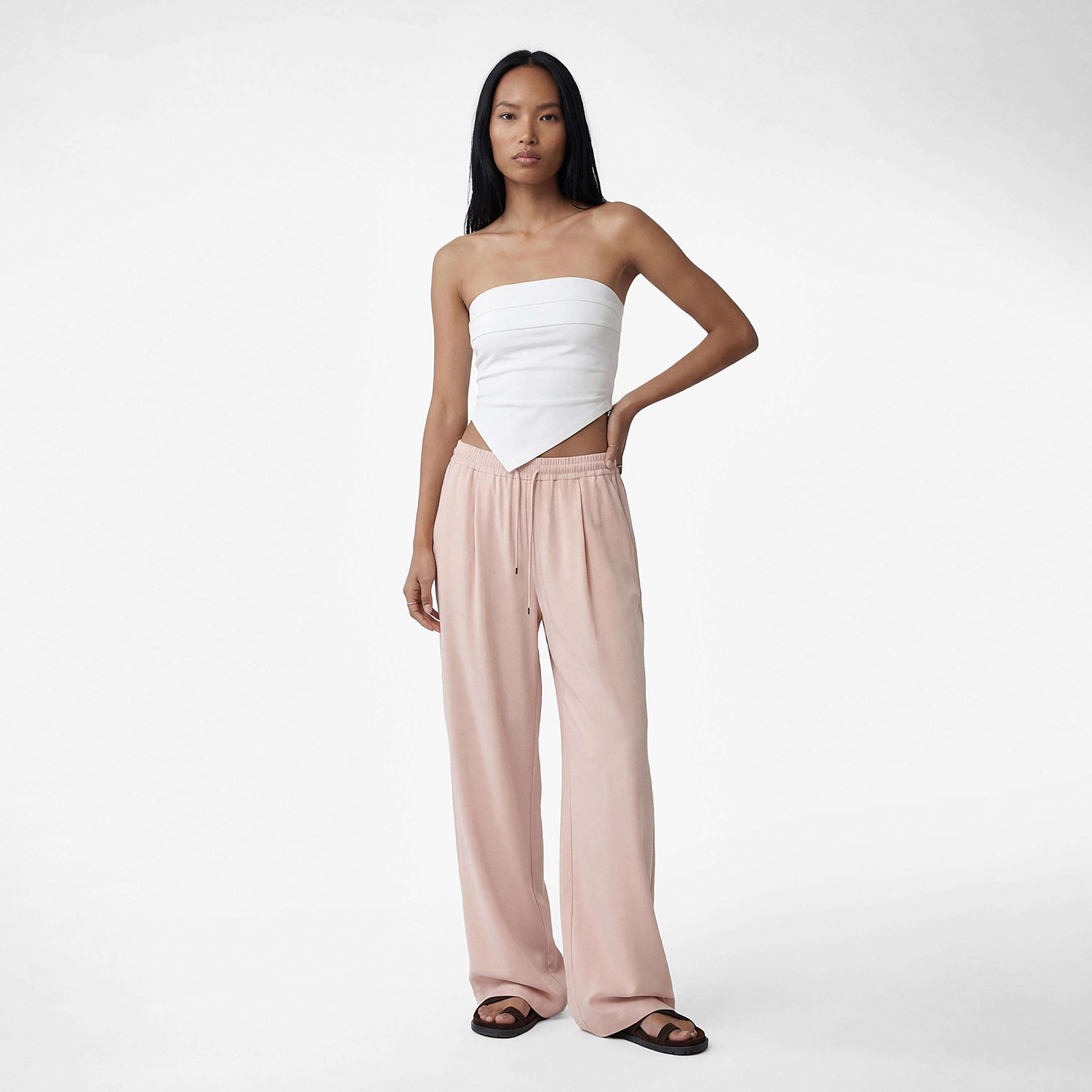KOTON Drawstring Waist Wide Leg Women's Trousers-women-clothing-trousers-image-2