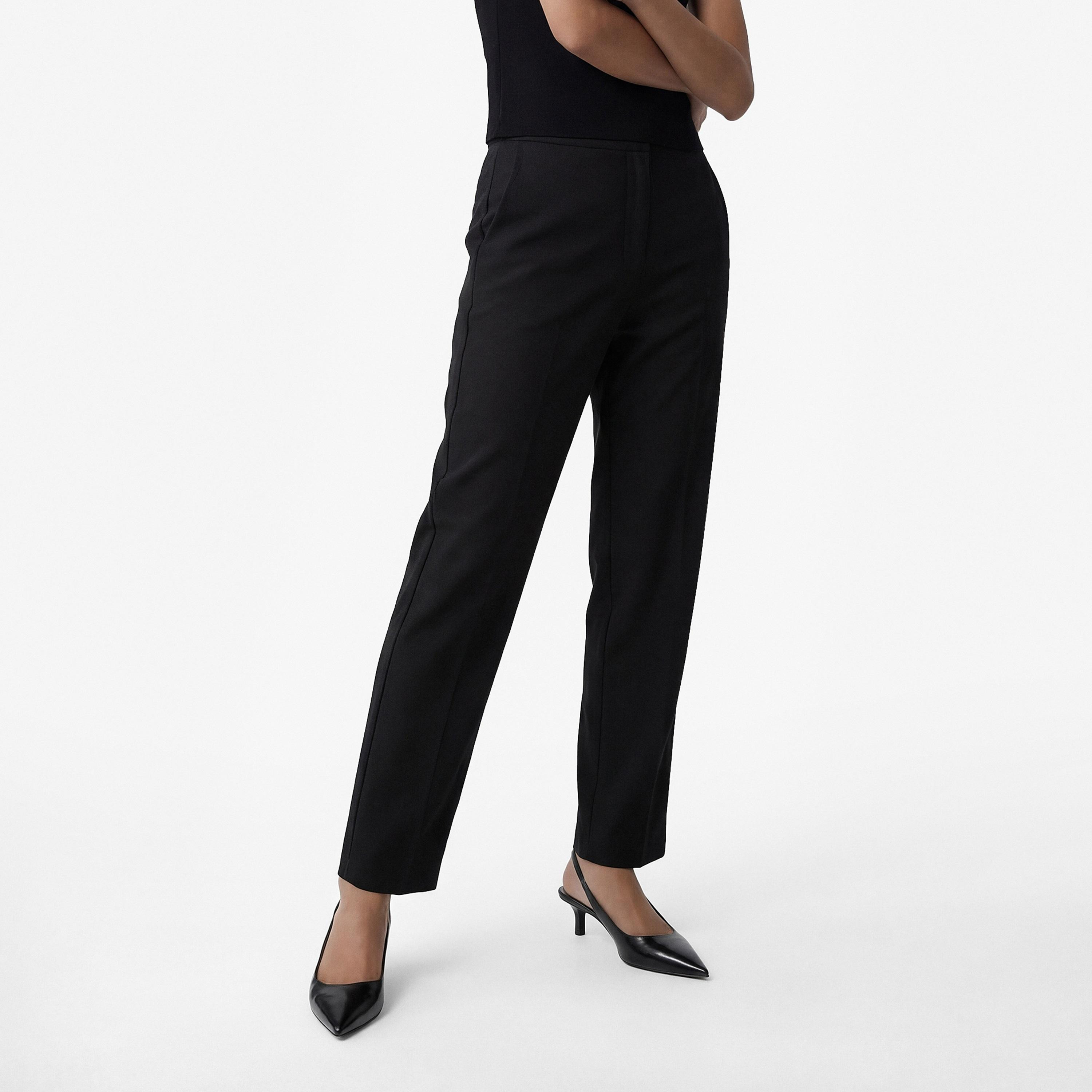 بنطال سيجارت نسائي بسحاب بلون أسود من كوتون-women-clothing-trousers-image-3