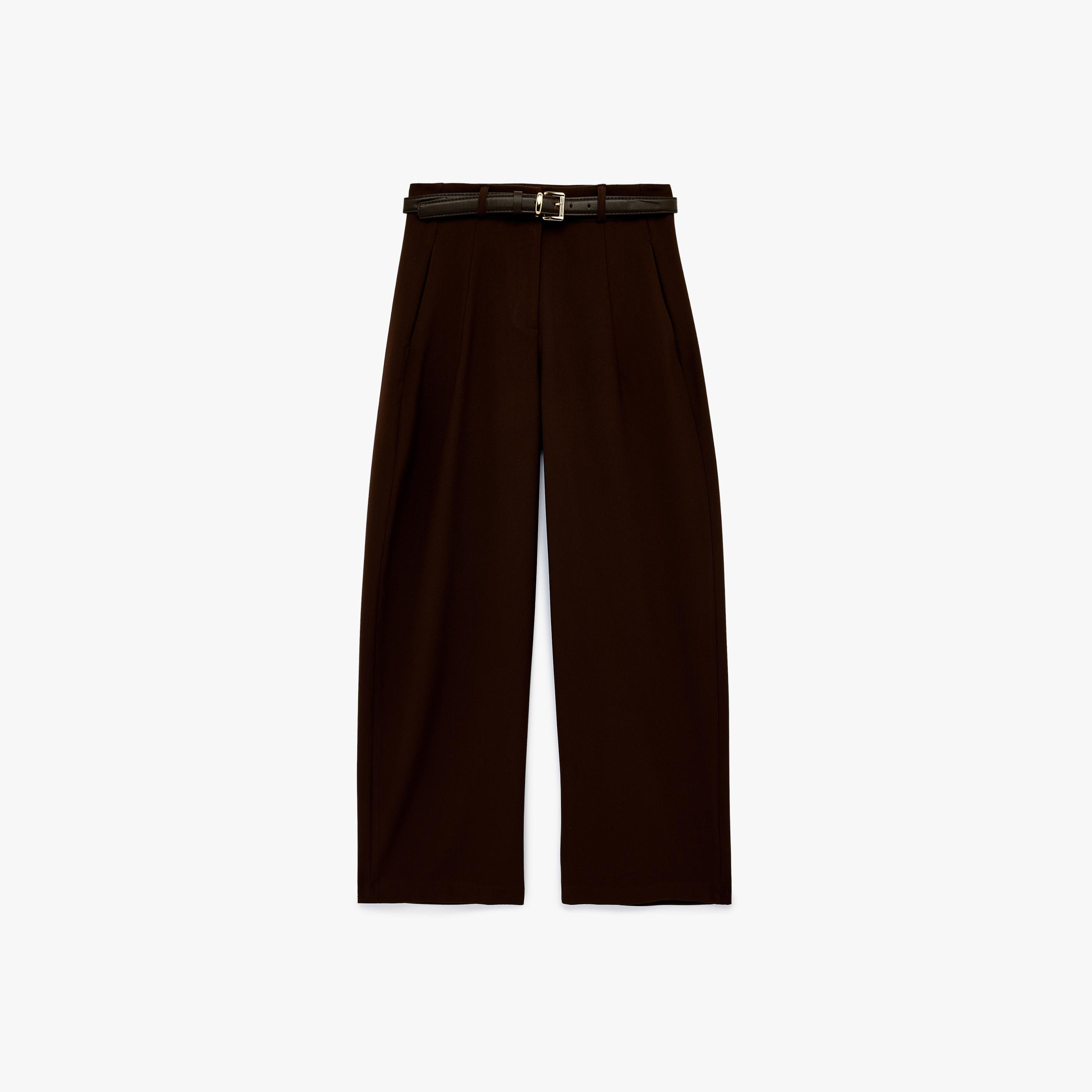 KOTON Brown Zip Fly Straight Women's Trousers-women-clothing-trousers-image-4