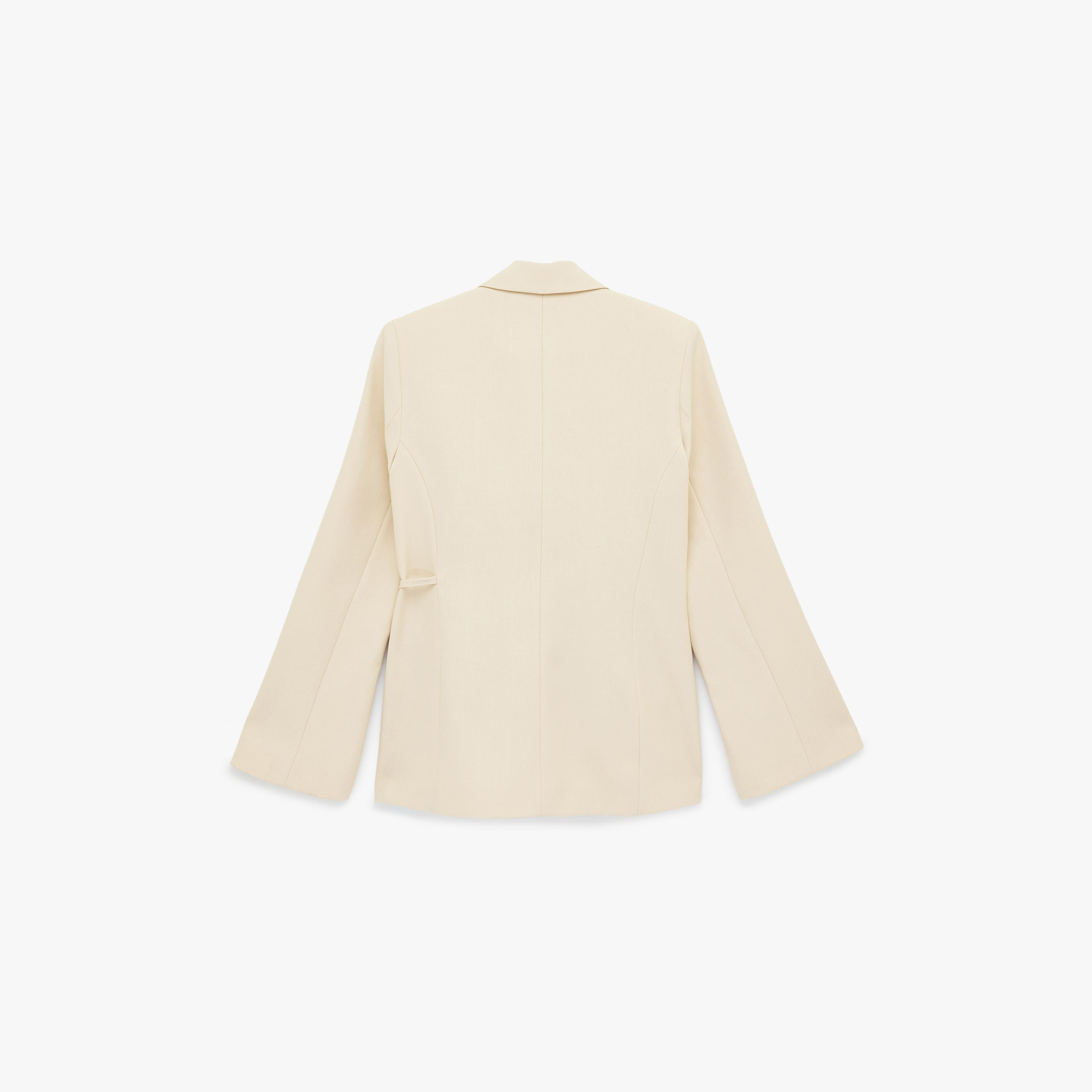 بلازر نسائي بصف أزرار واحد وياقة مطوية وتفاصيل كريستال بلون بيج من كوتون-women-clothing-coatsandjackets-blazers-image-4