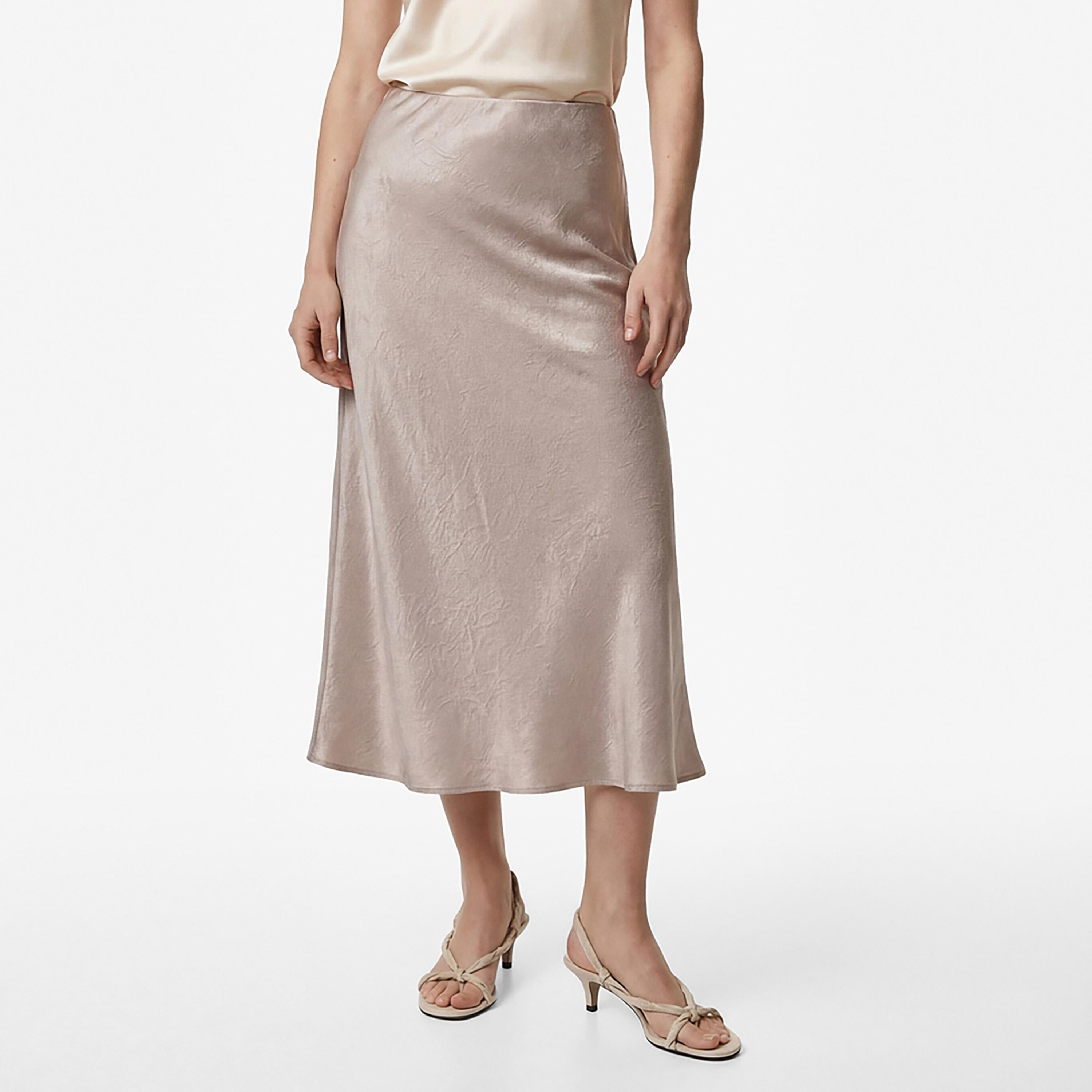 تنورة ميدي نسائية قصة "ايه-لاين" من قماش مجعد من كوتون-women-clothing-skirts-image-1