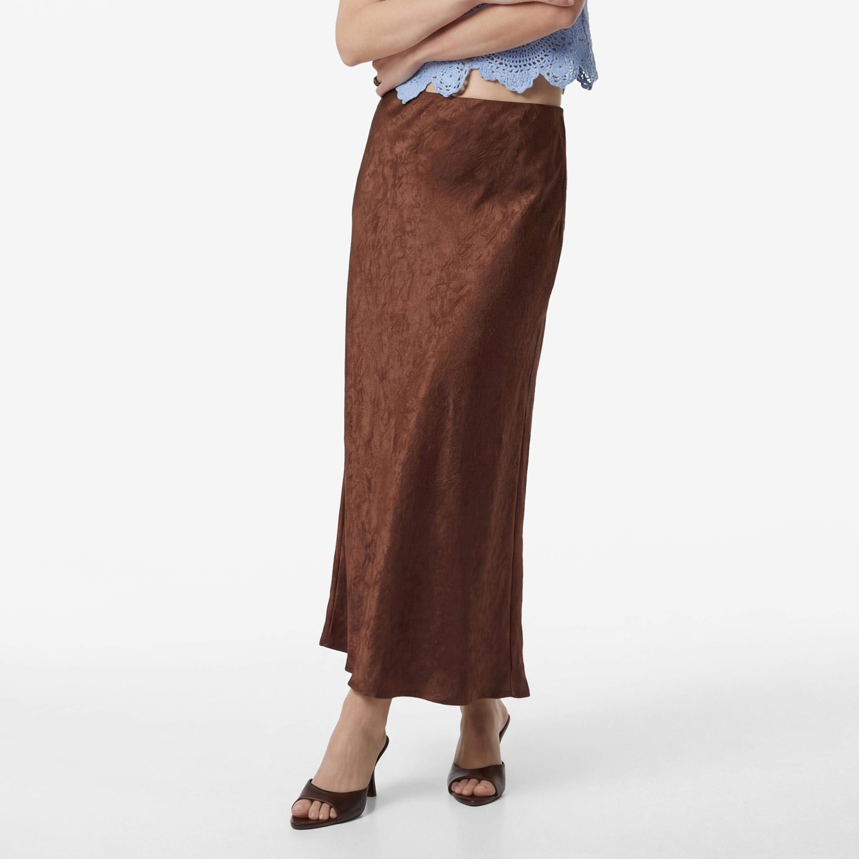 تنورة ميدي نسائية قصة "ايه-لاين" من قماش مجعد من كوتون-women-clothing-skirts-image-1