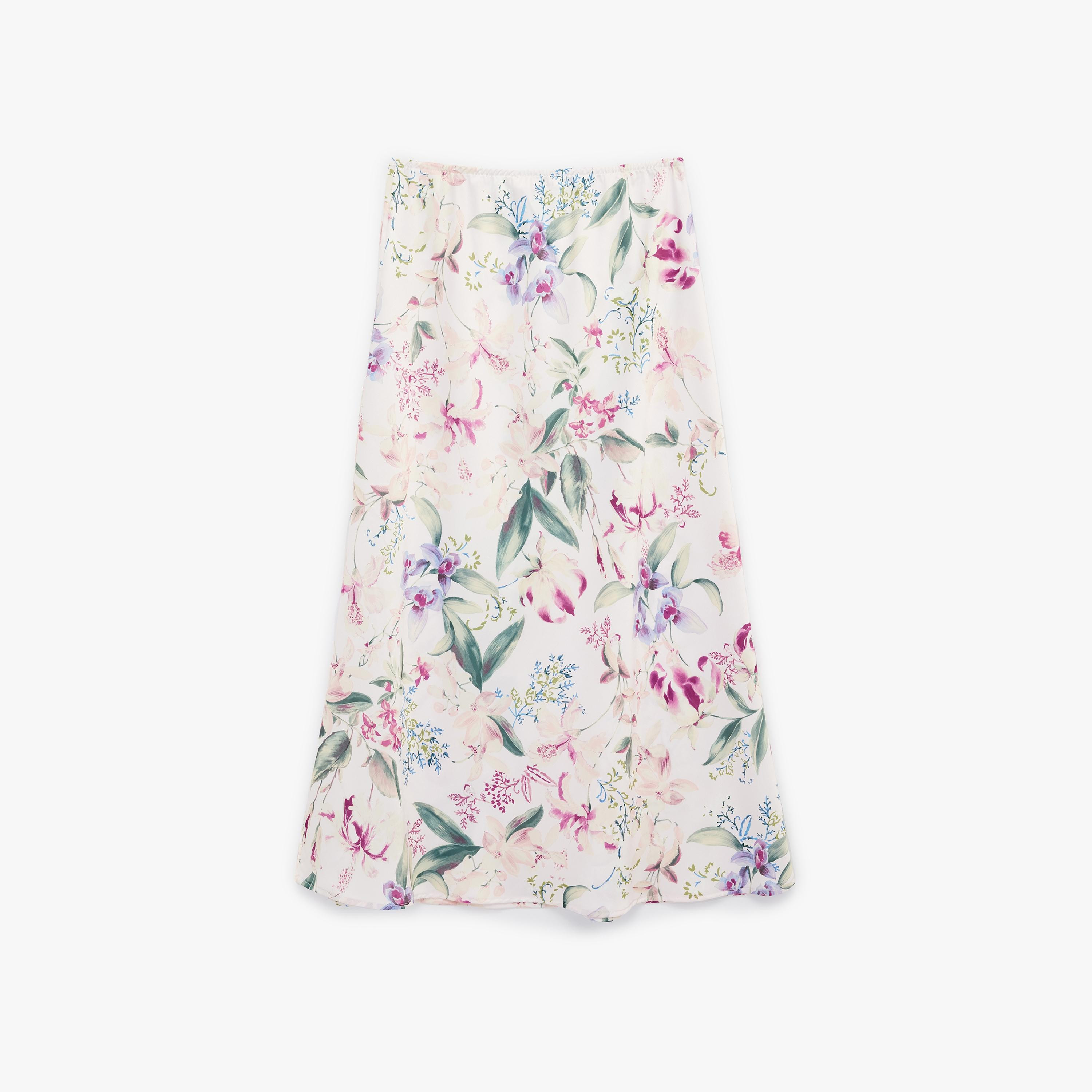 تنورة ميدي نسائية قصة "ايه-لاين" بطبعة زهور وردية من كوتون-women-clothing-skirts-image-4