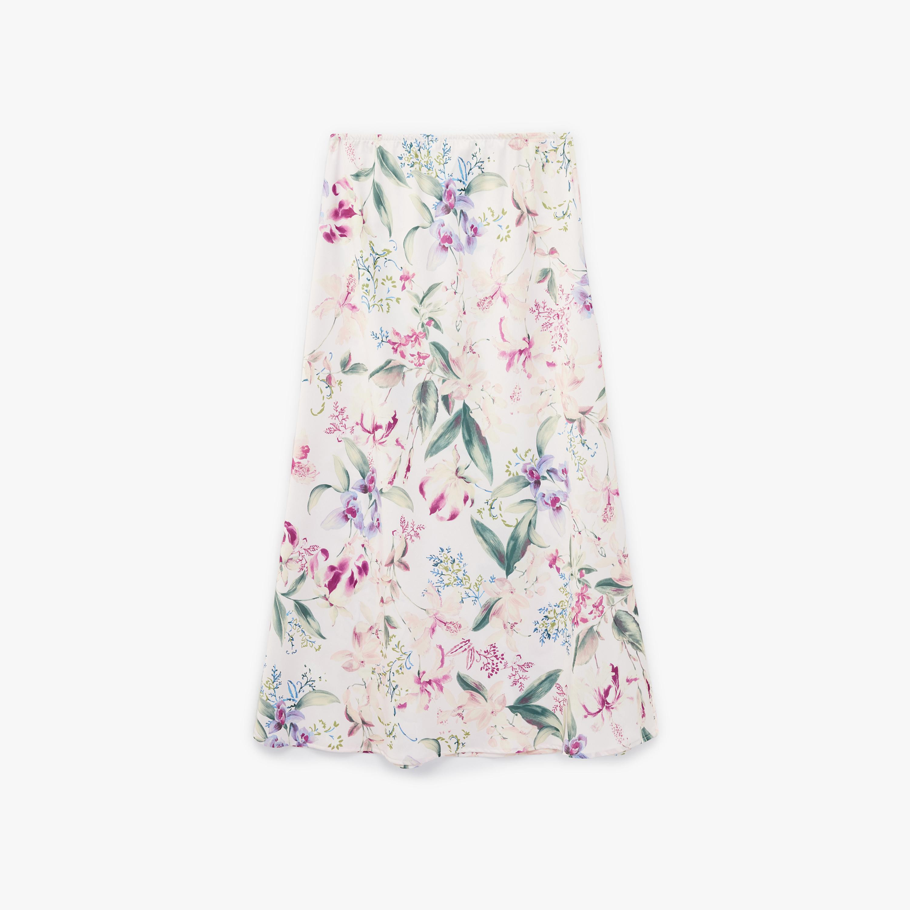 تنورة ميدي نسائية قصة "ايه-لاين" بطبعة زهور وردية من كوتون-women-clothing-skirts-image-5