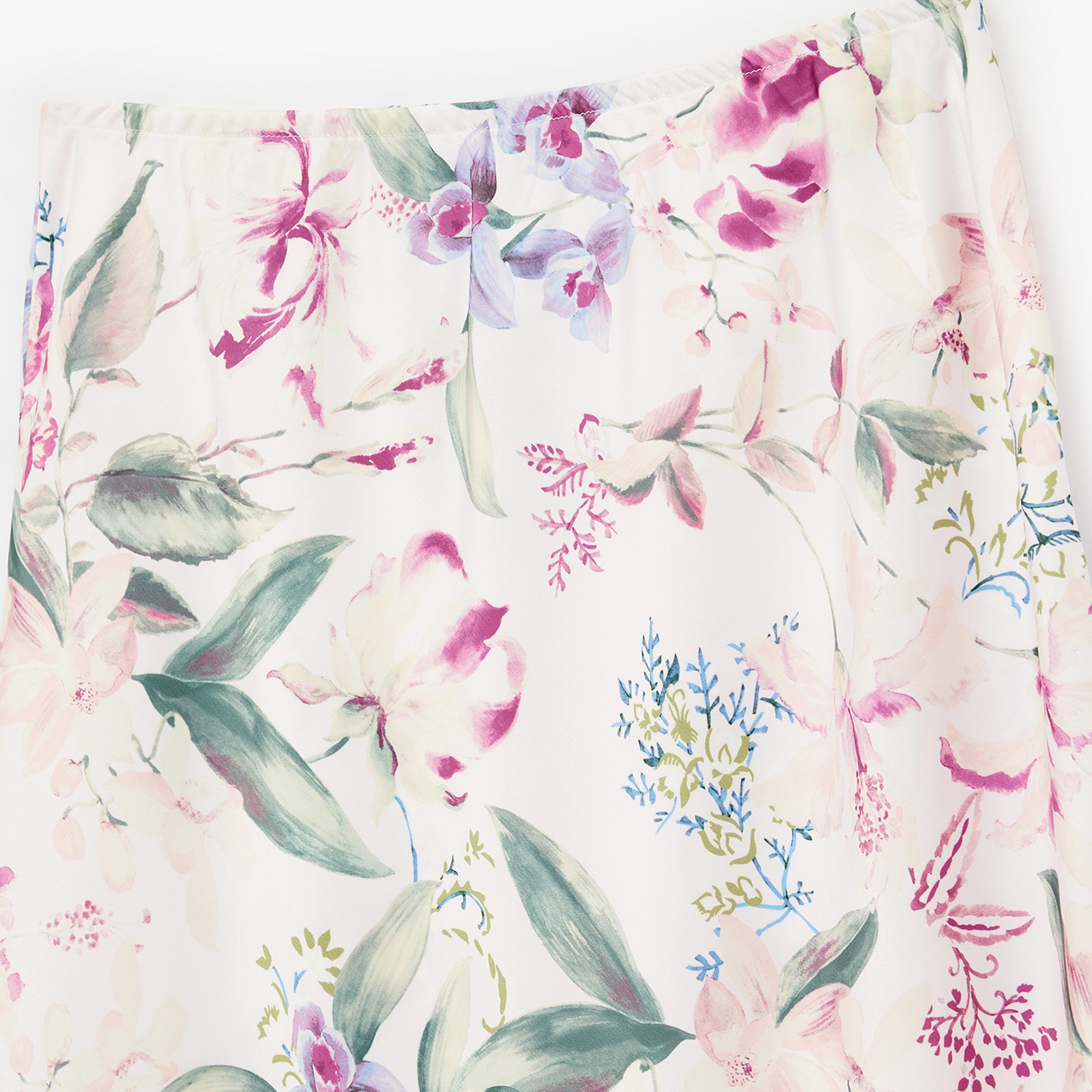تنورة ميدي نسائية قصة "ايه-لاين" بطبعة زهور وردية من كوتون-women-clothing-skirts-image-6