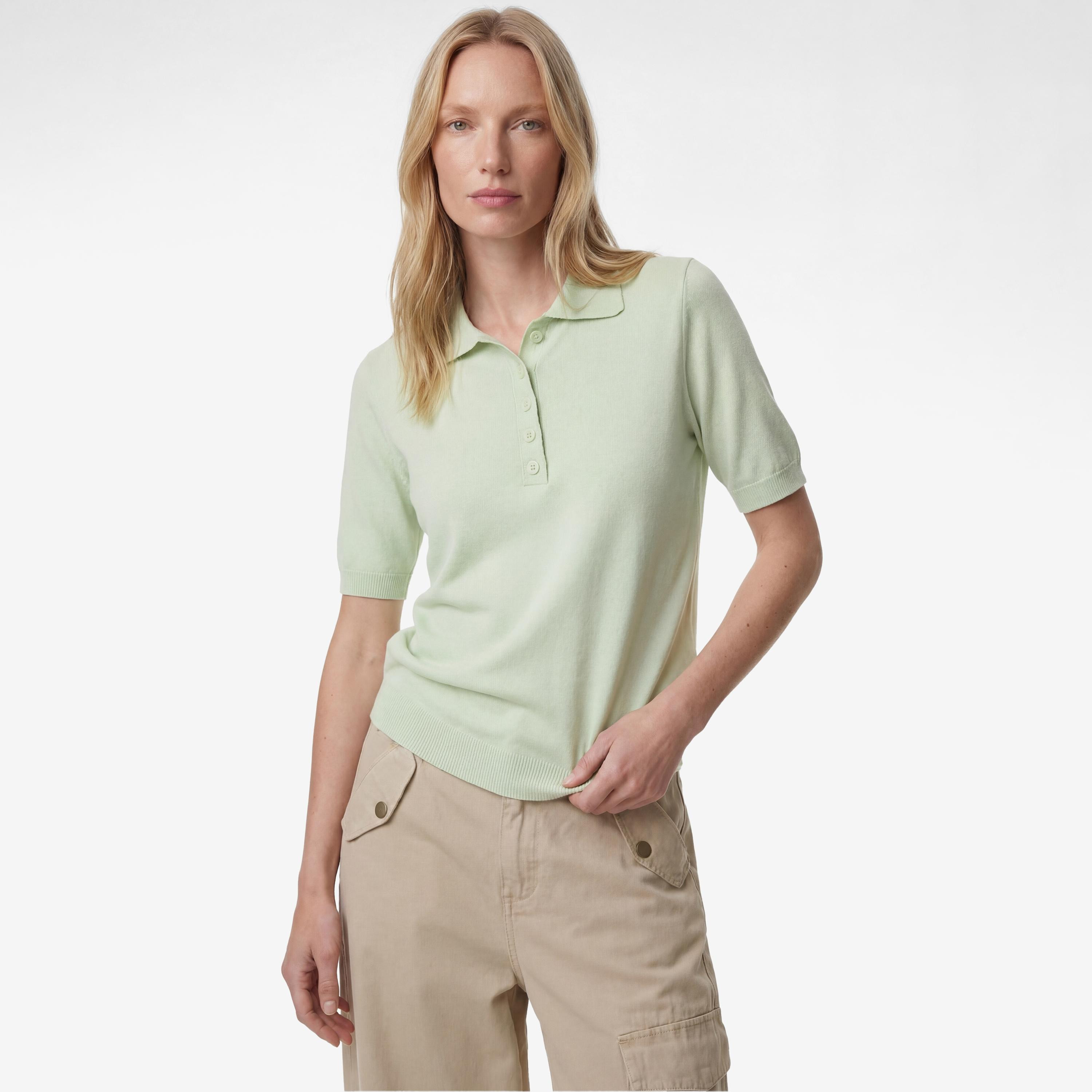 KOTON Collared Women's Knitted Polo T-Shirt-women-clothing-tshirts-image-1