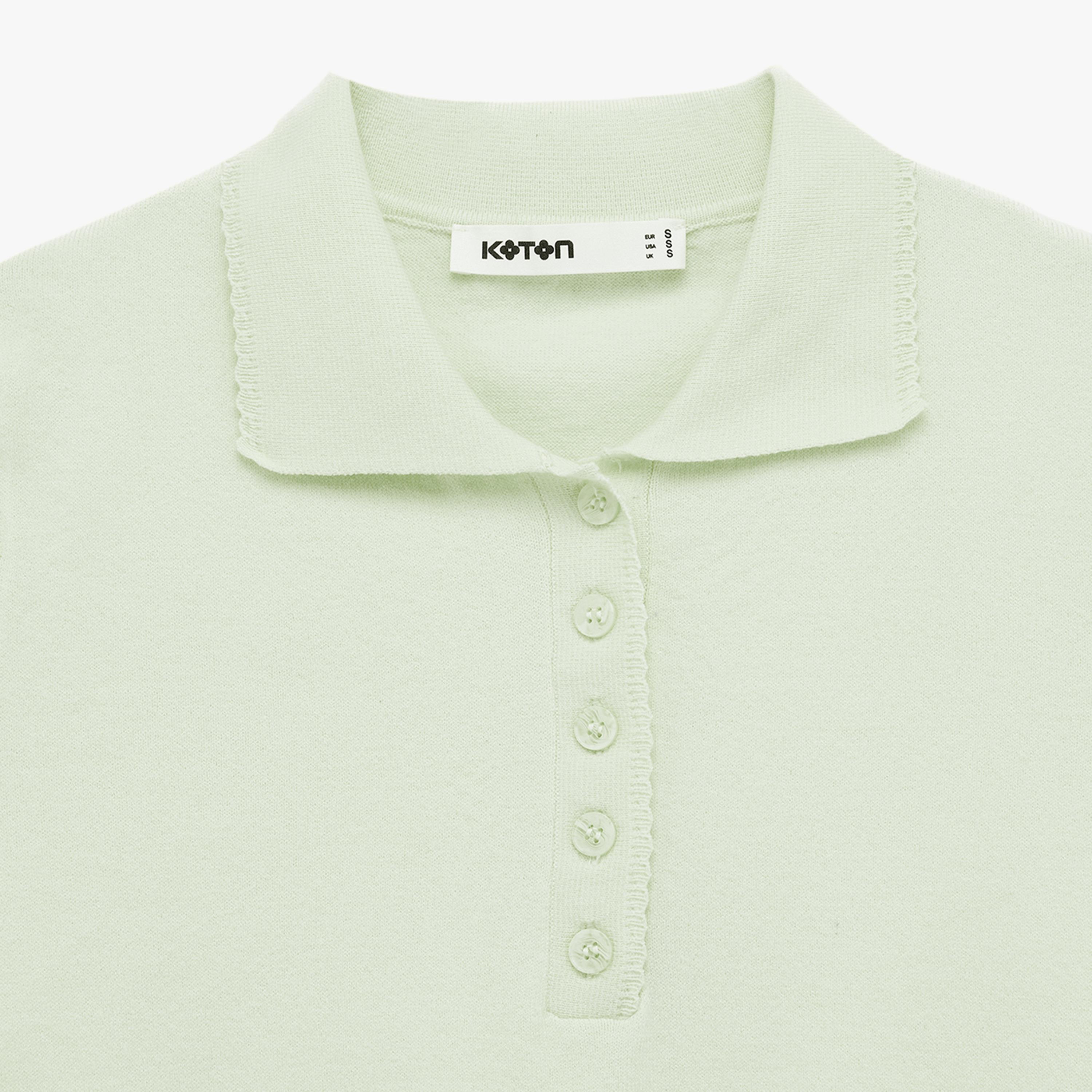 KOTON Collared Women's Knitted Polo T-Shirt-women-clothing-tshirts-image-5